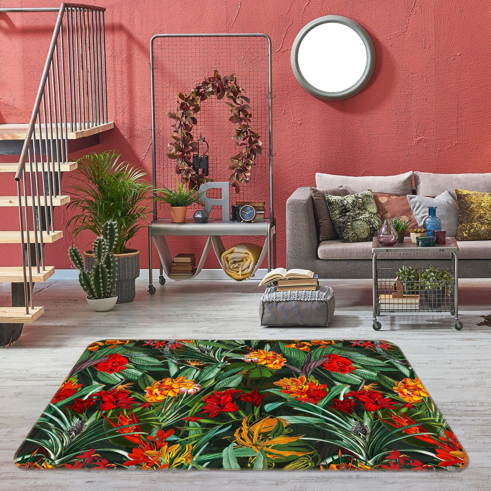 3D Red Wild Flower 115 Uta Naumann Rug Non Slip Rug Mat Mat AJ Creativity Home