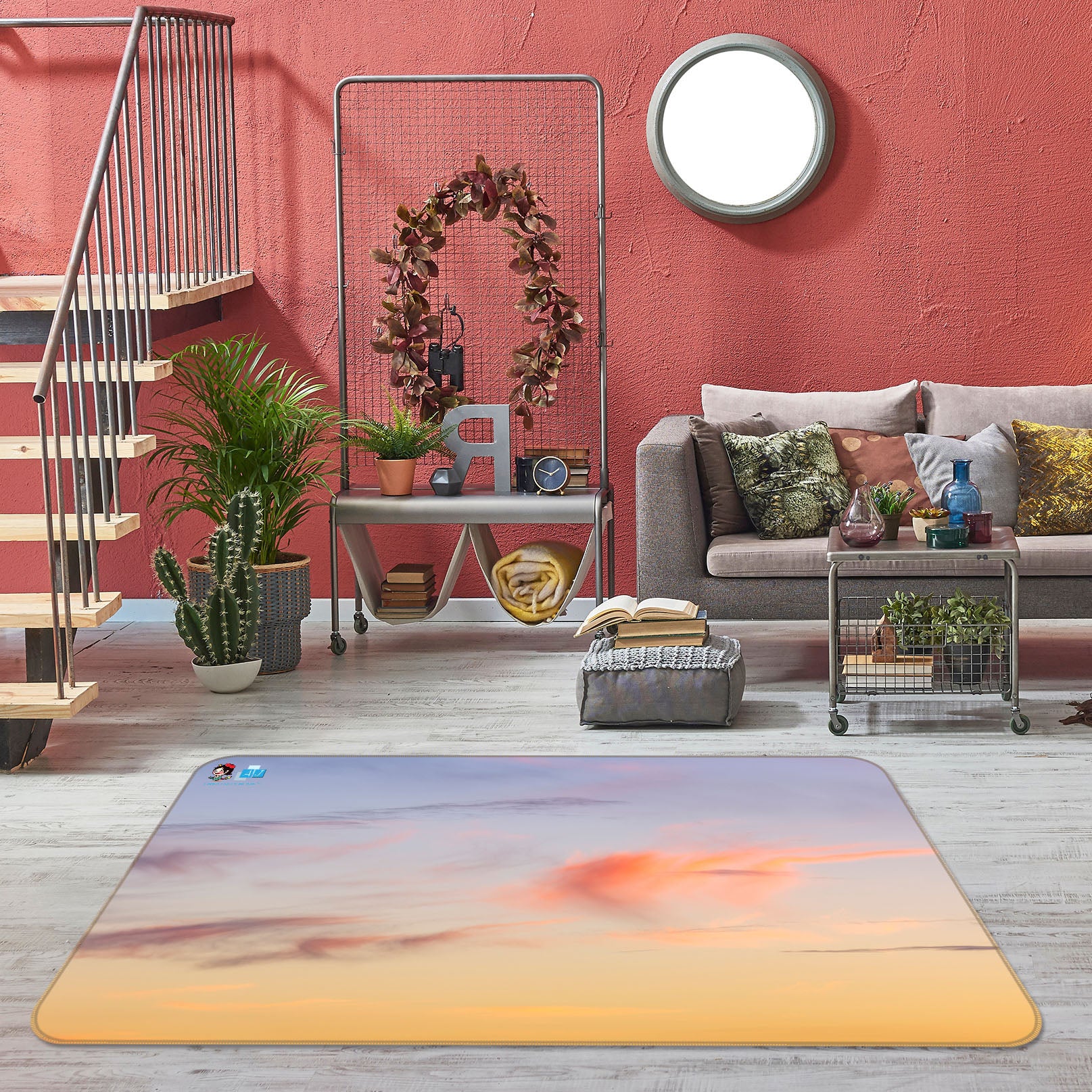 3D Sunset Clouds 6792 Assaf Frank Rug Non Slip Rug Mat