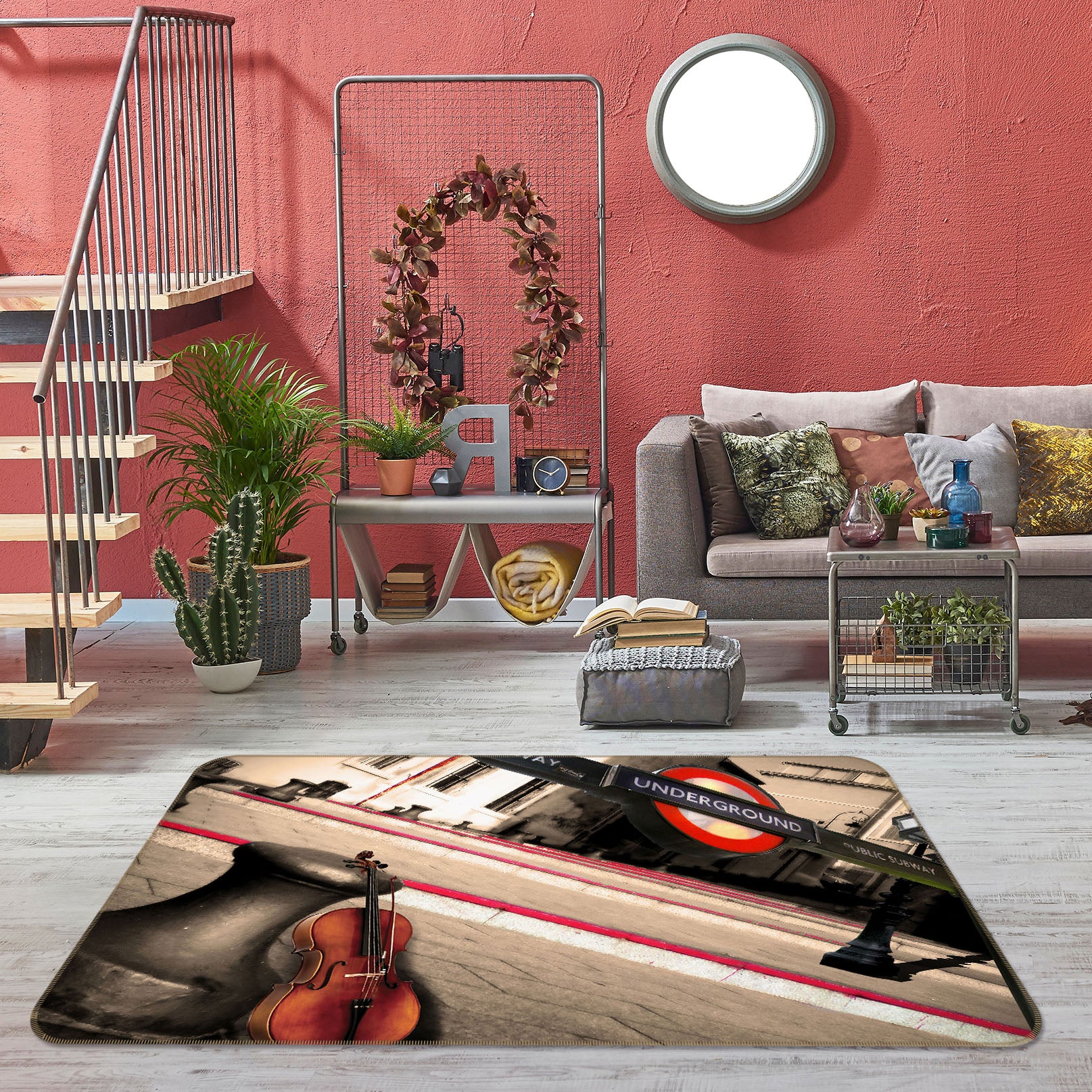 3D Street Violin 32005 Non Slip Rug Mat