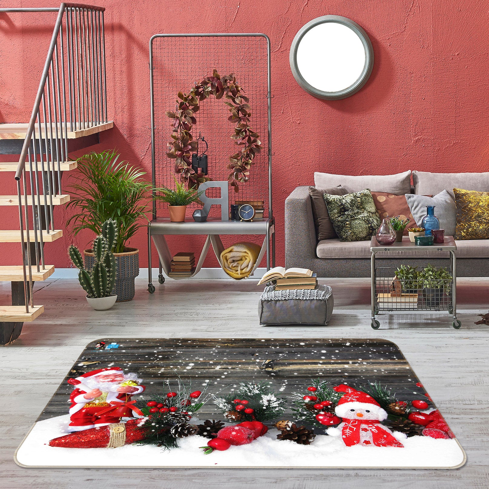3D Snow Doll 55094 Christmas Non Slip Rug Mat Xmas