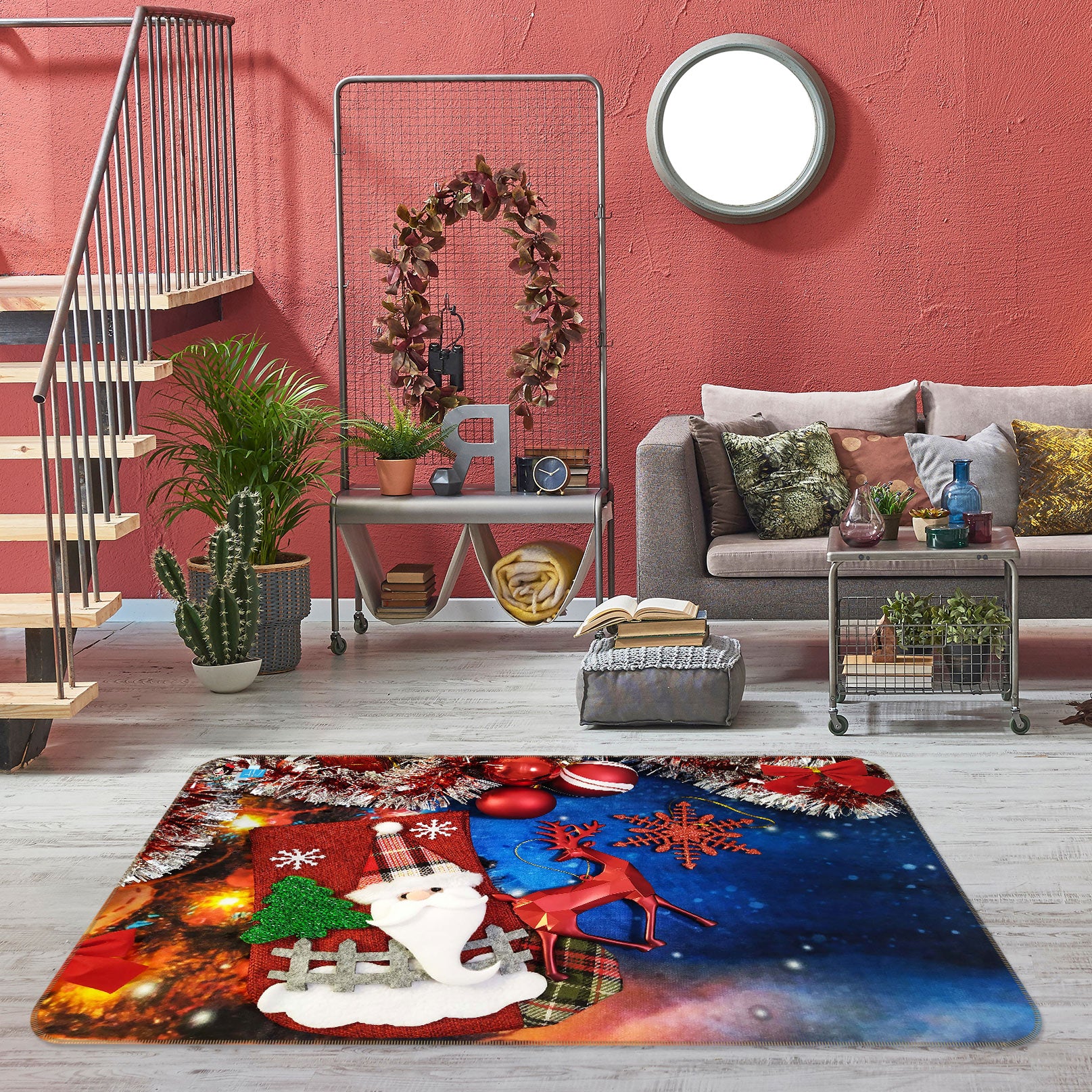 3D Santa Claus 55025 Christmas Non Slip Rug Mat Xmas