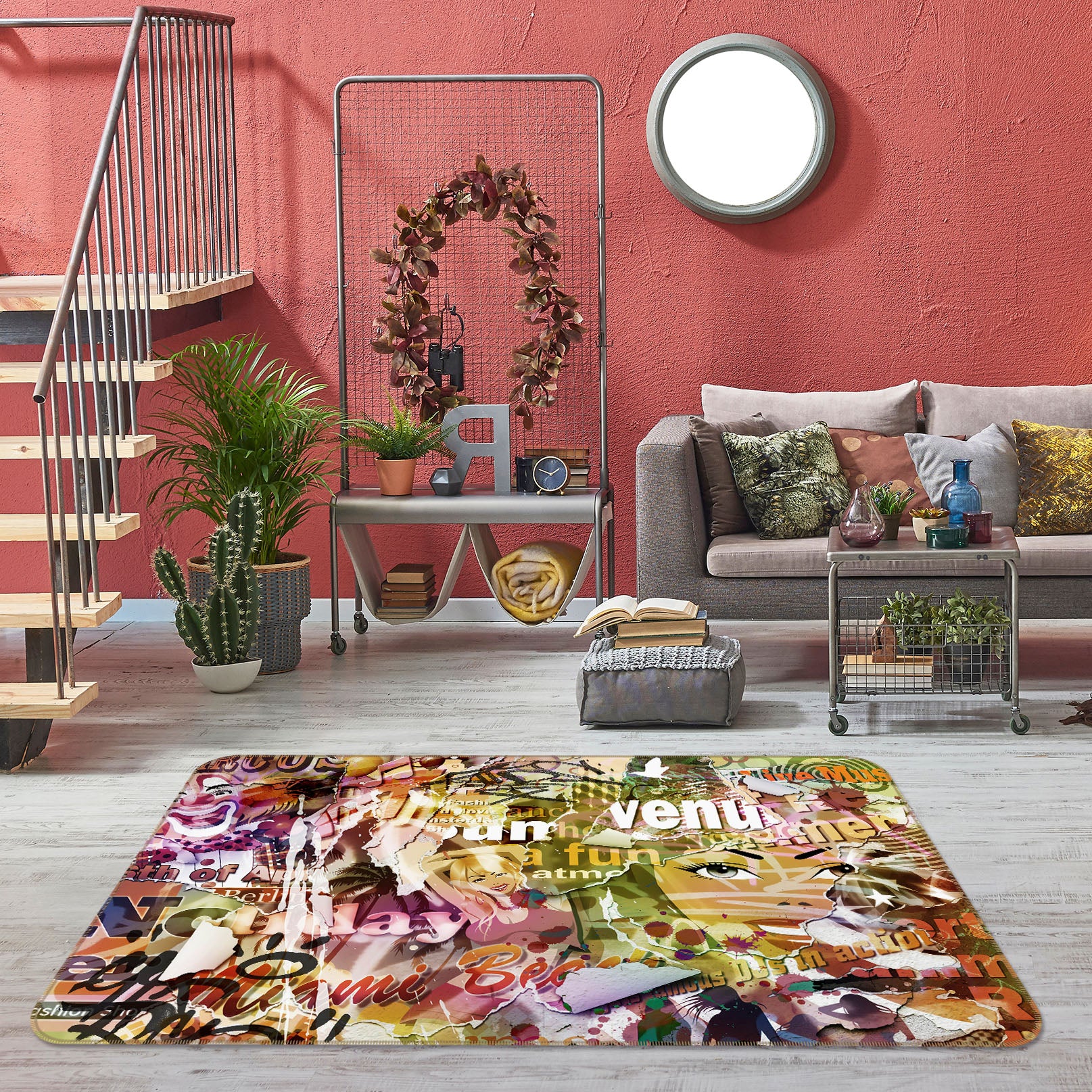 3D Letter Pattern 35222 Non Slip Rug Mat