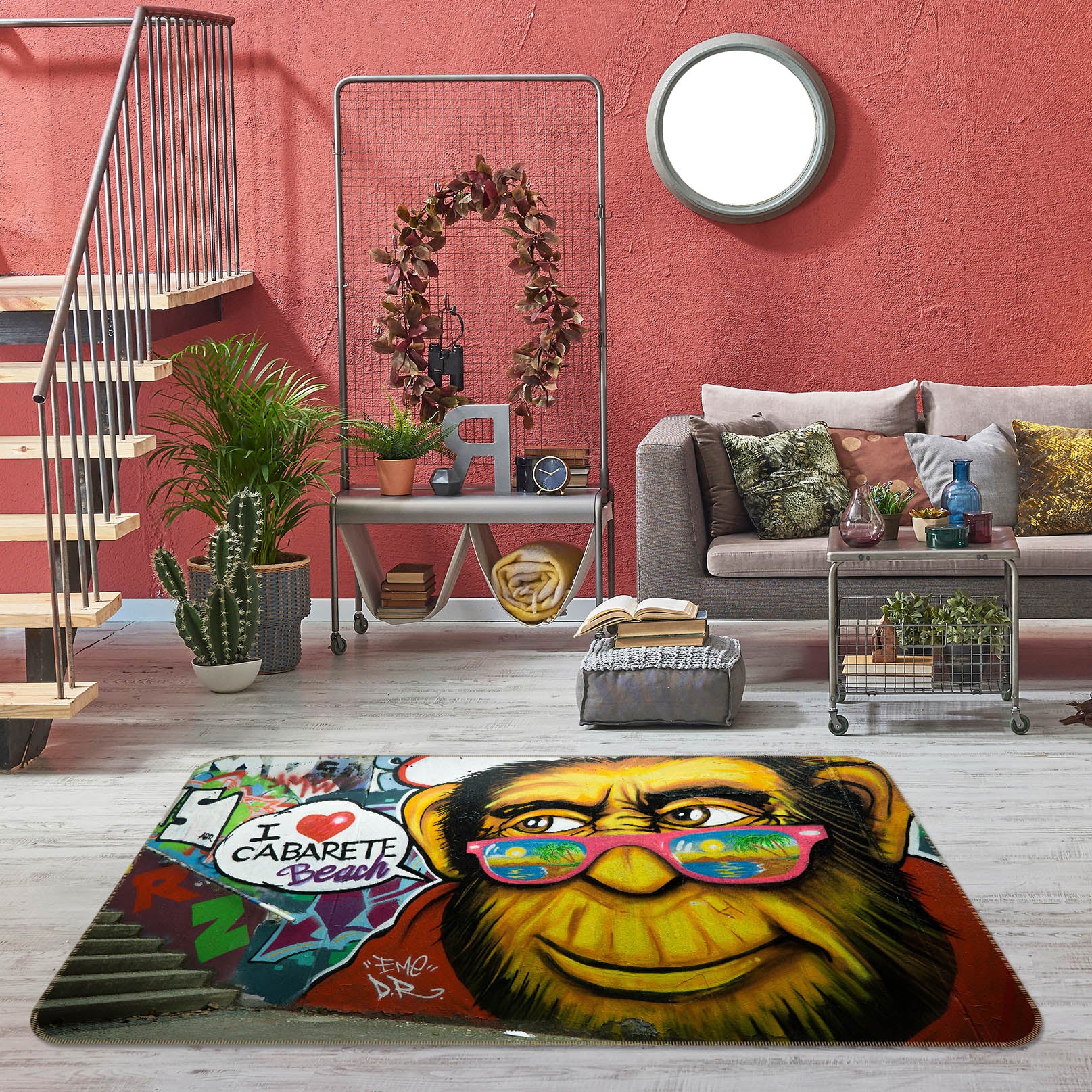 3D Monkey Glasses 65103 Non Slip Rug Mat