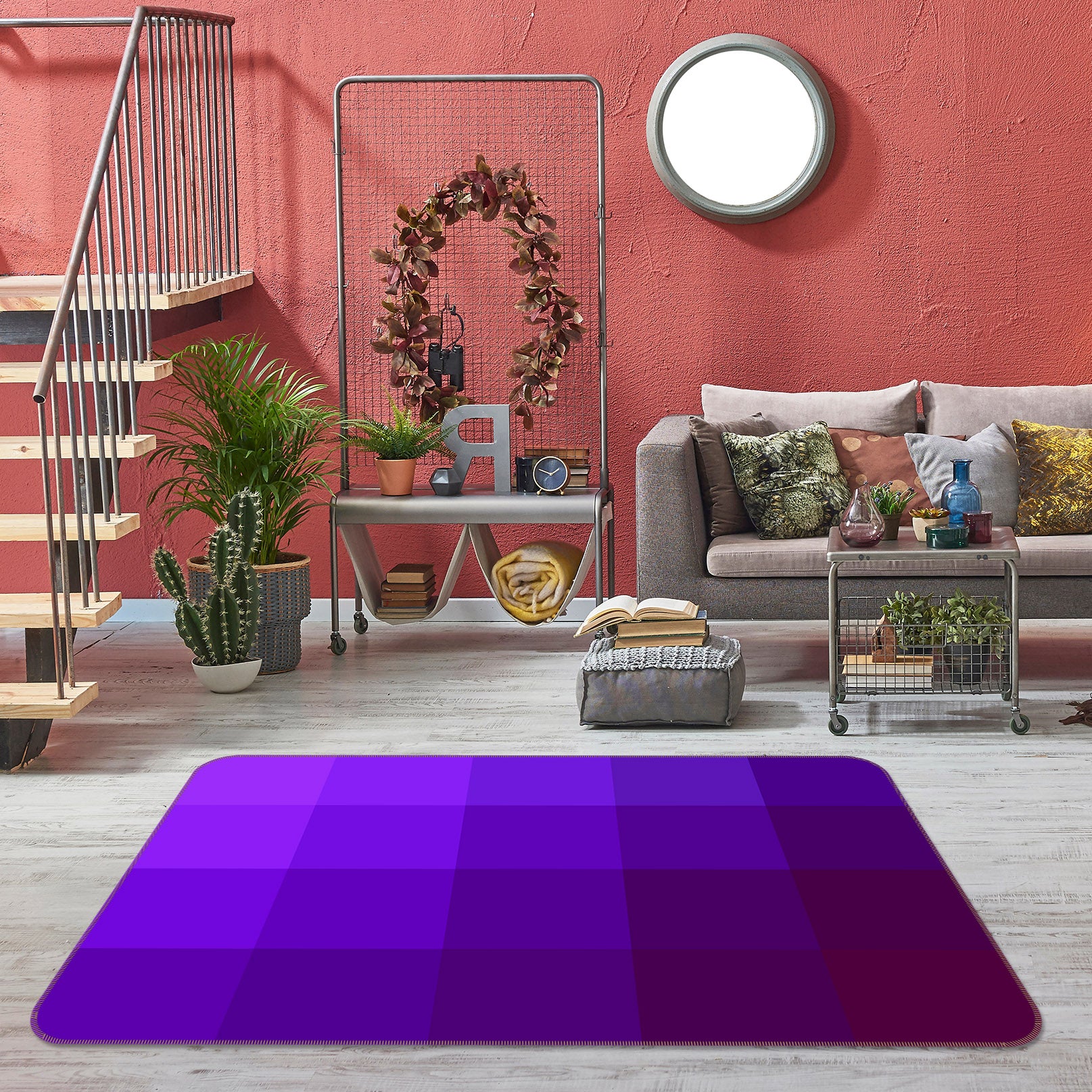 3D Purple 70048 Shandra Smith Rug Non Slip Rug Mat