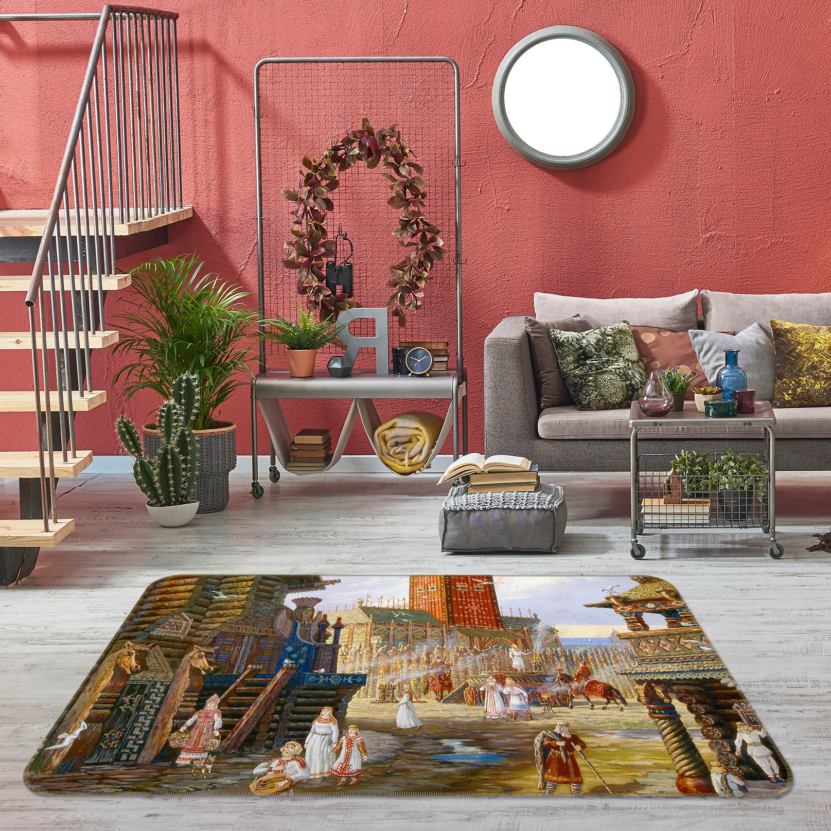 3D Houses People 35150 Non Slip Rug Mat