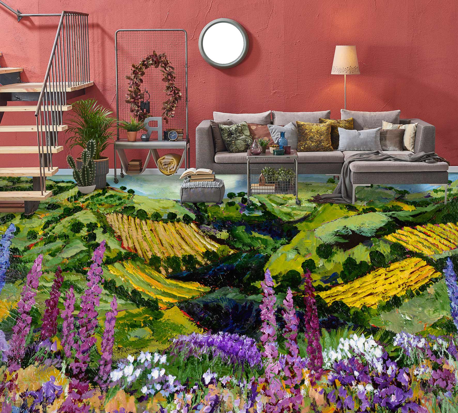 3D Field Hillside Meadow Flowers 9530 Allan P. Friedlander Floor Mural