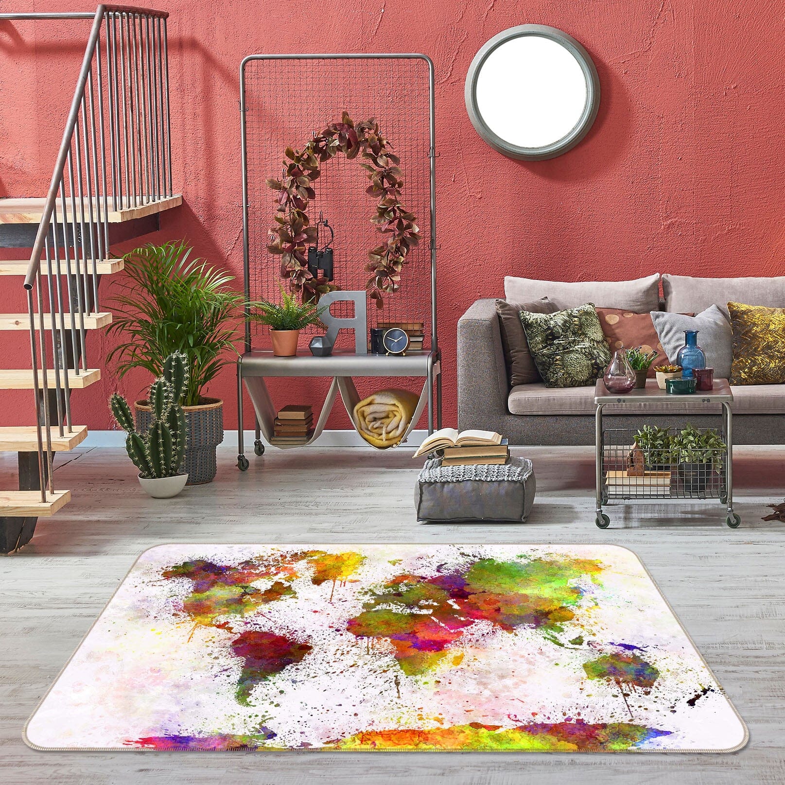 3D Color Splash 243 World Map Non Slip Rug Mat Mat AJ Creativity Home