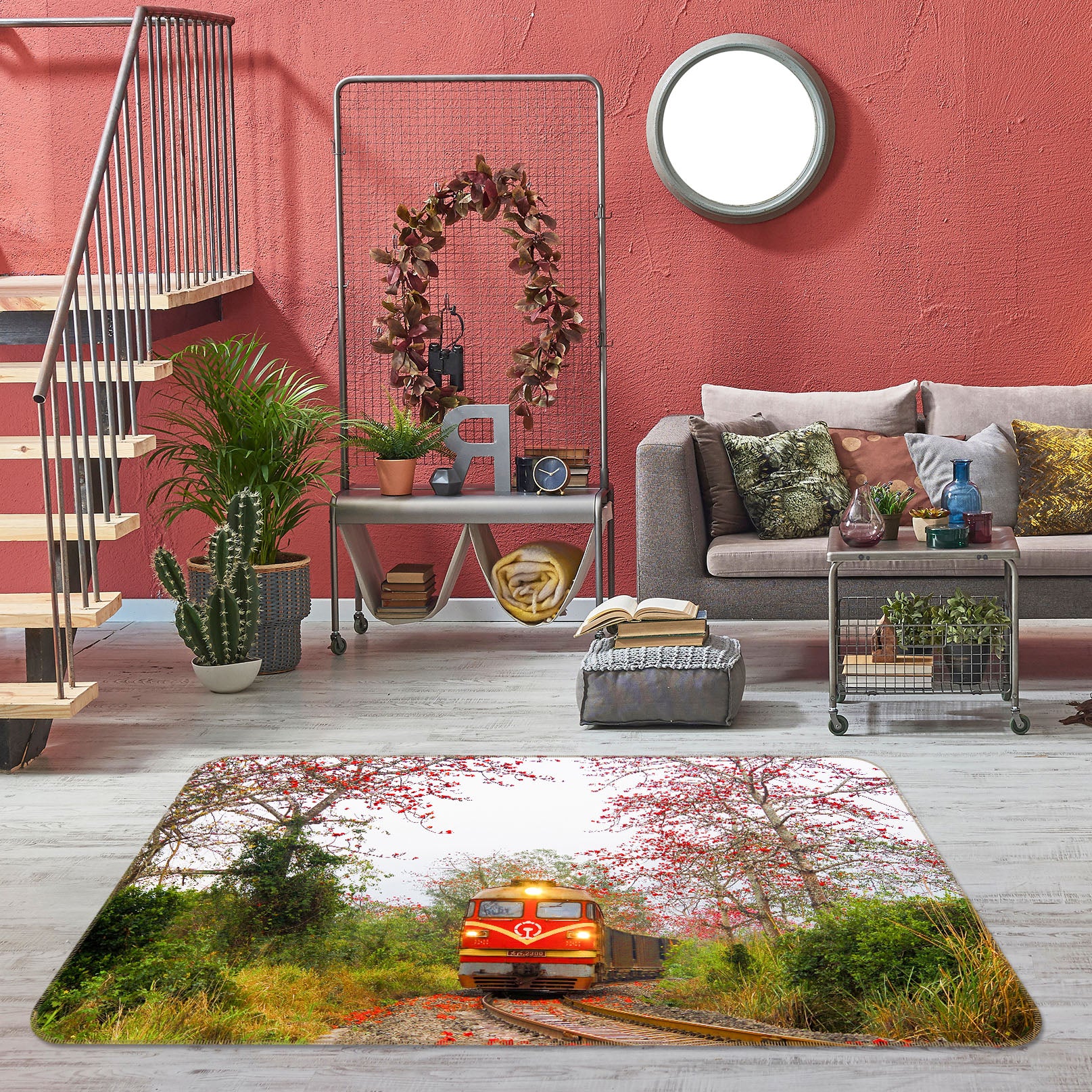 3D Jungle Track Train 42026 Vehicle Non Slip Rug Mat