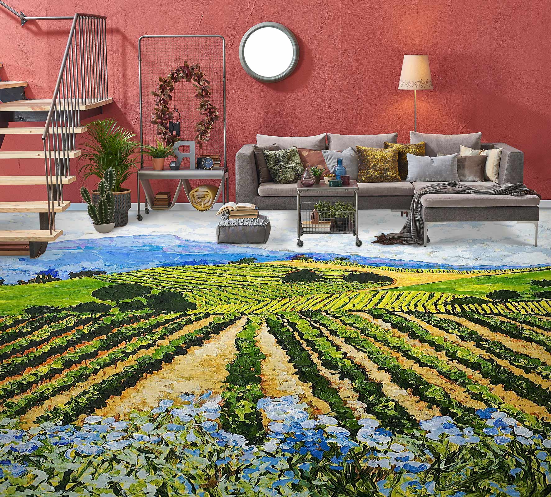 3D Field Flower Bush 9519 Allan P. Friedlander Floor Mural