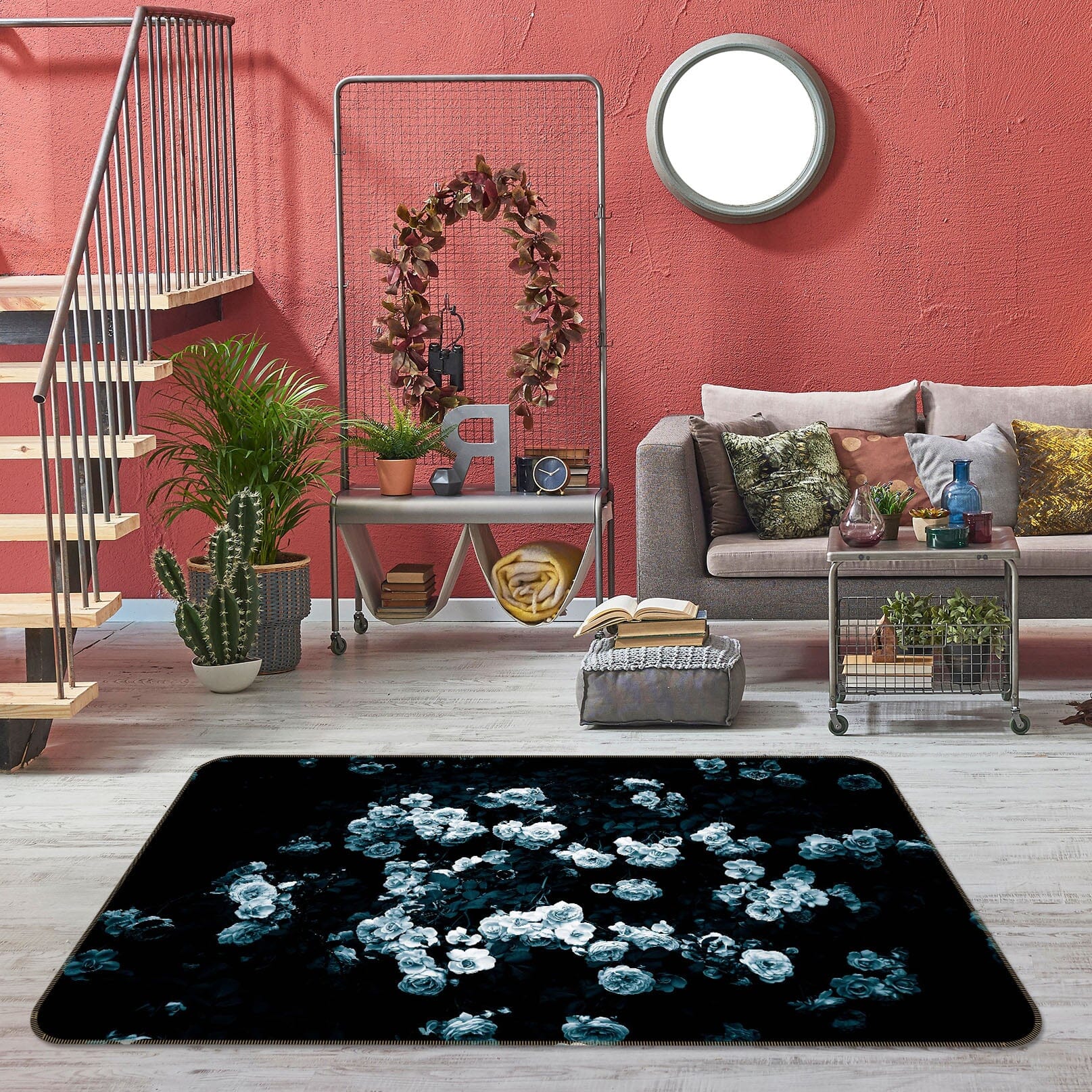 3D Valentine Rose 1007 Noirblanc777 Rug Non Slip Rug Mat Mat AJ Creativity Home