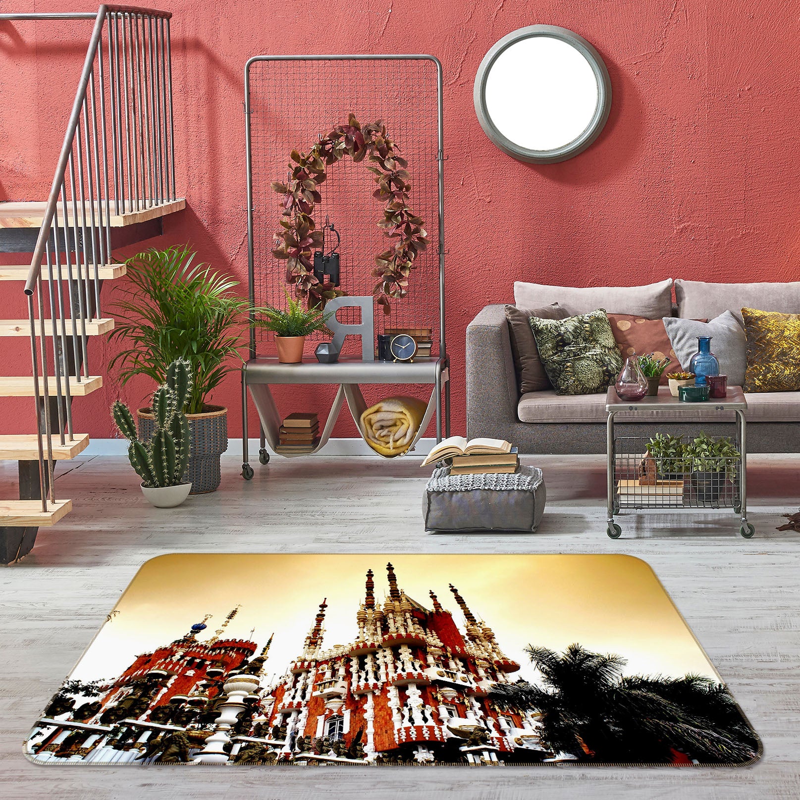 3D Red Church 32001 Non Slip Rug Mat