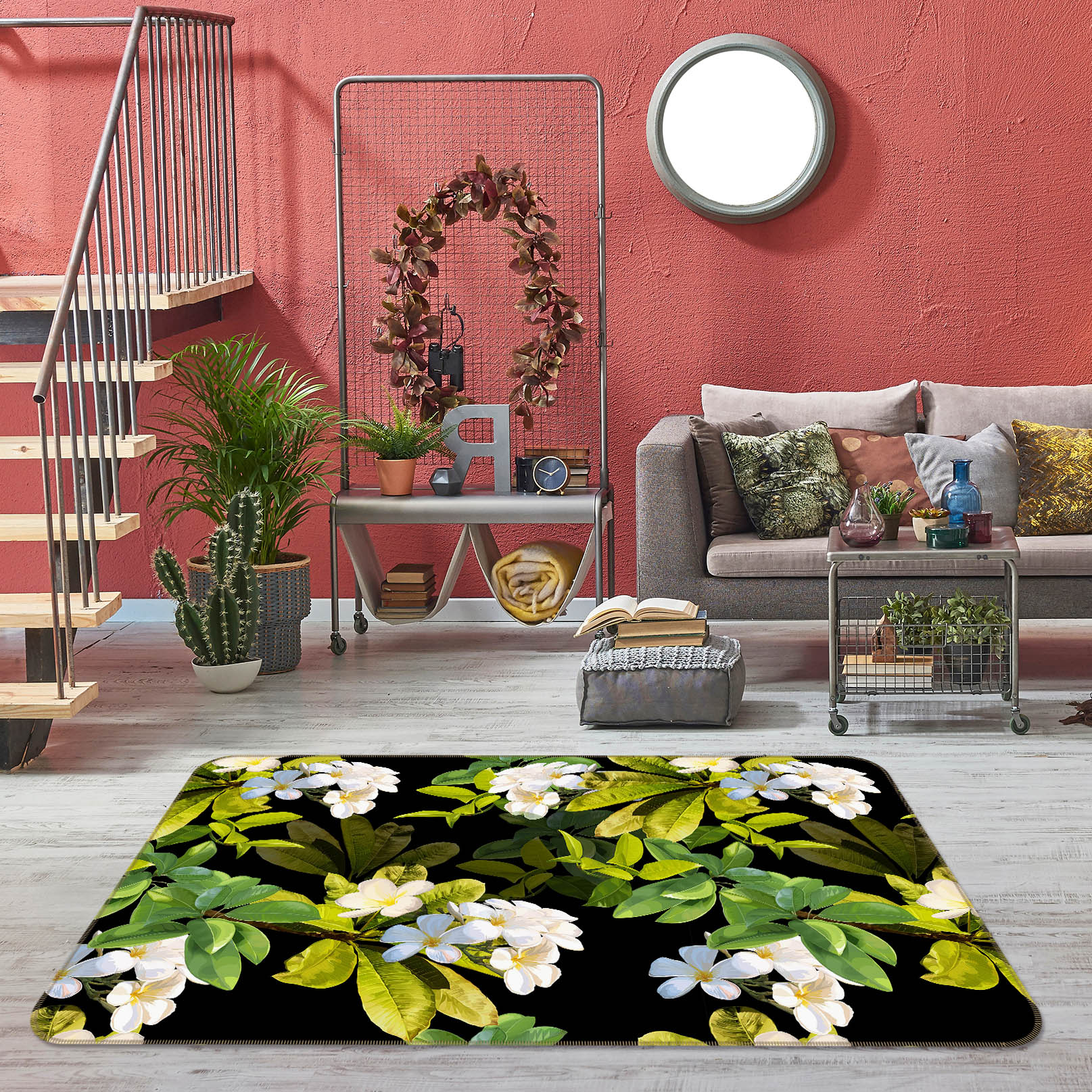 3D Leaves Flower 31029 Non Slip Rug Mat