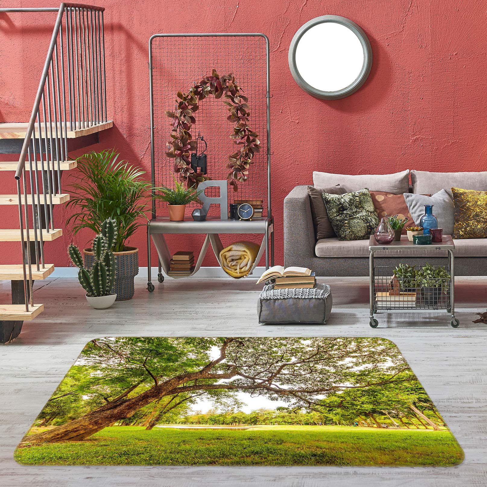 3D Trees Grass 76269 Non Slip Rug Mat