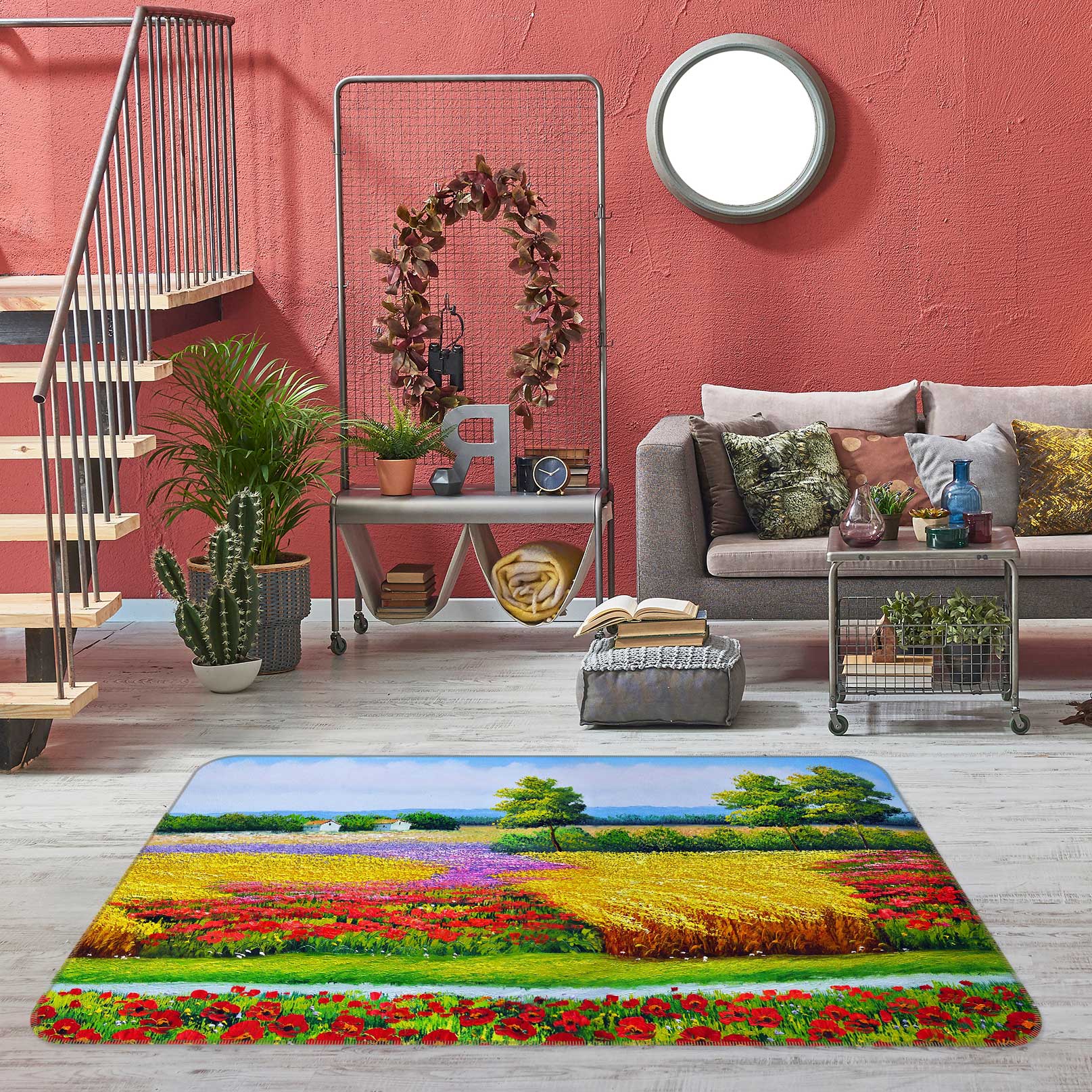 3D Flower Field 76016 Non Slip Rug Mat