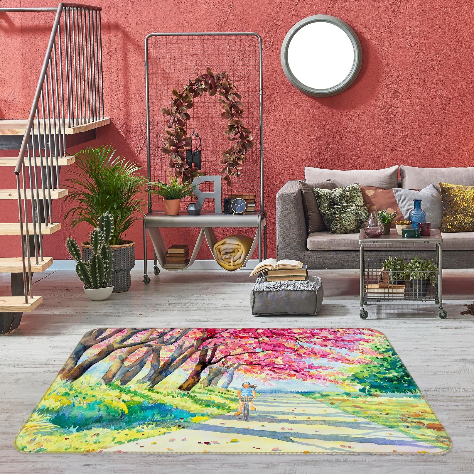 3D Cherry Tree Path 77204 Non Slip Rug Mat