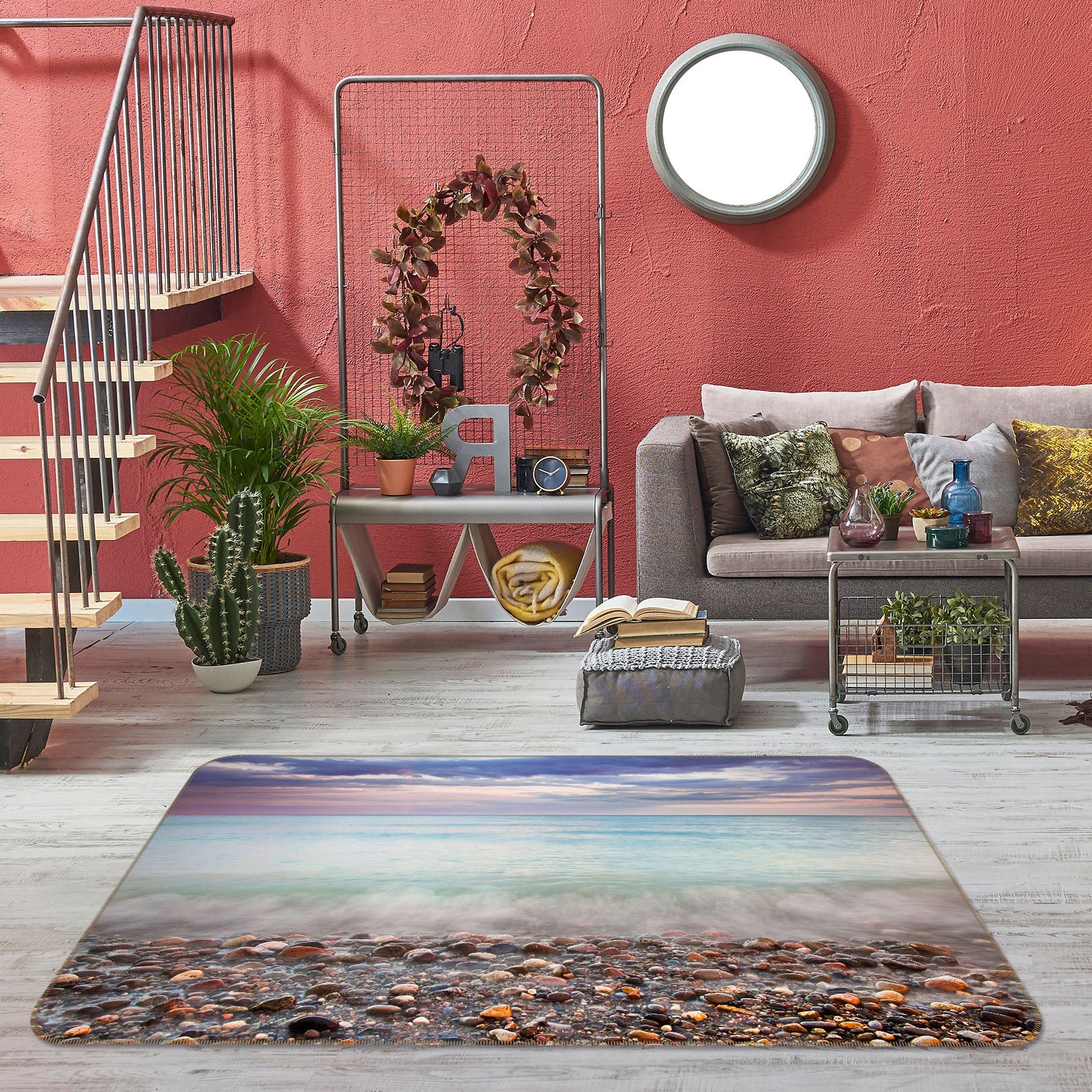 3D Seaside Stones 35140 Non Slip Rug Mat
