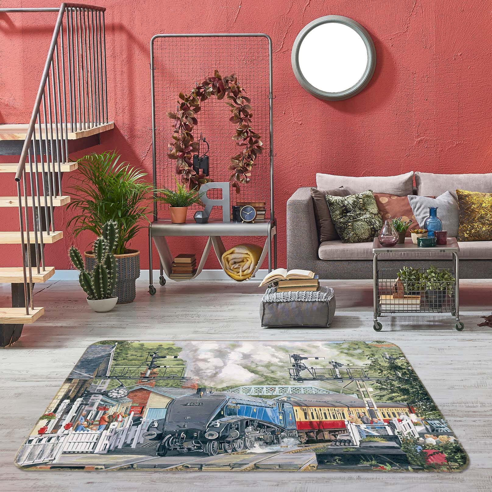 3D Train 1100 Trevor Mitchell Rug Non Slip Rug Mat Mat AJ Creativity Home