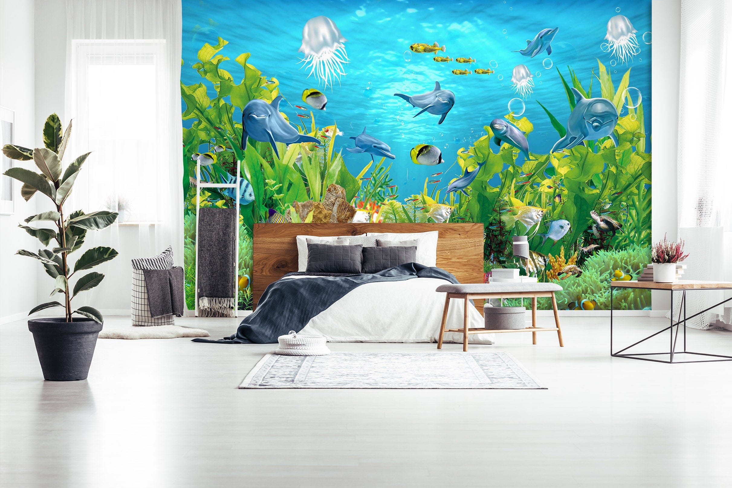 3D Dolphin Cute 1628 Wall Murals Wallpaper AJ Wallpaper 2