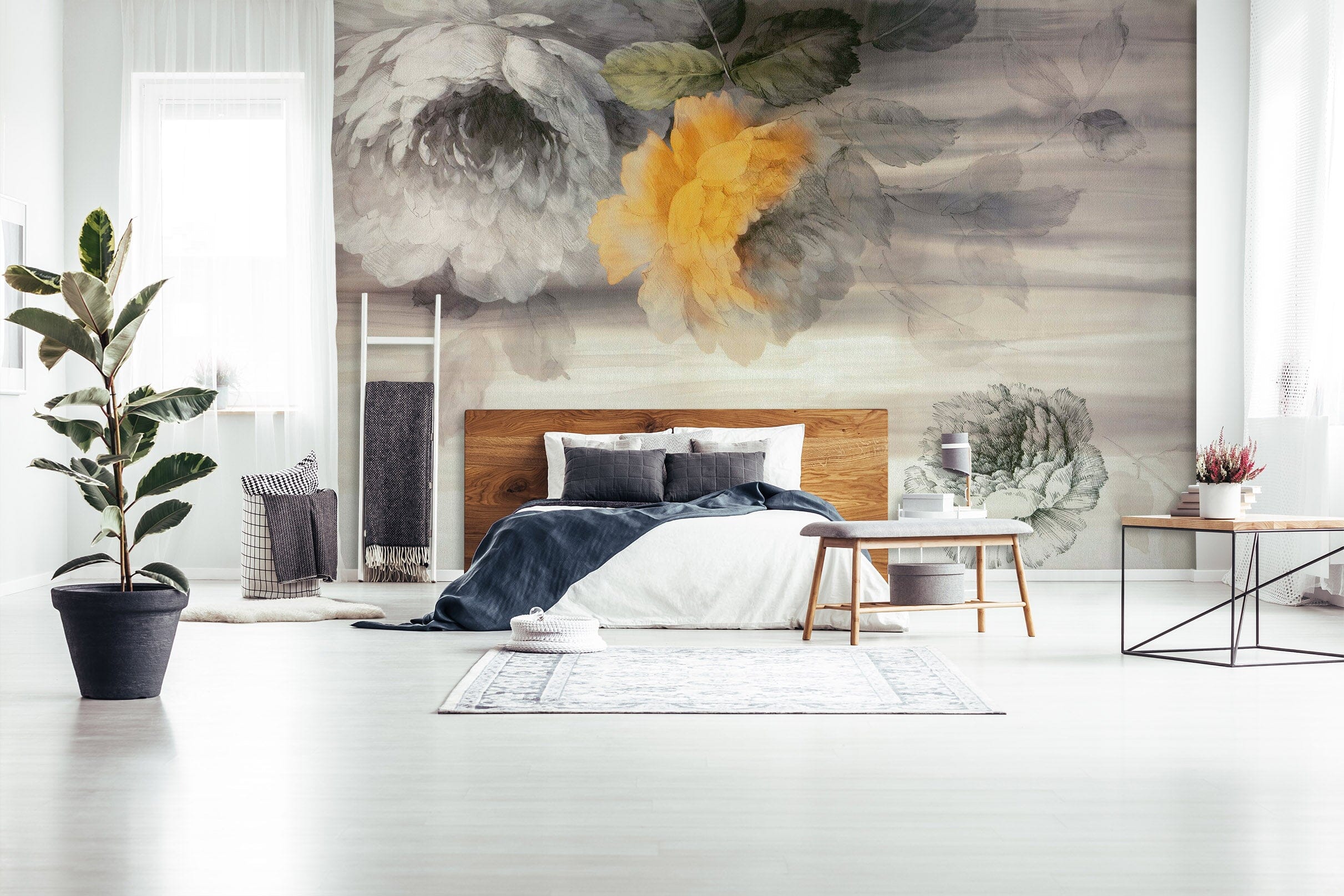 3D Hand Drawn Flowers 1703 Wall Murals Wallpaper AJ Wallpaper 2