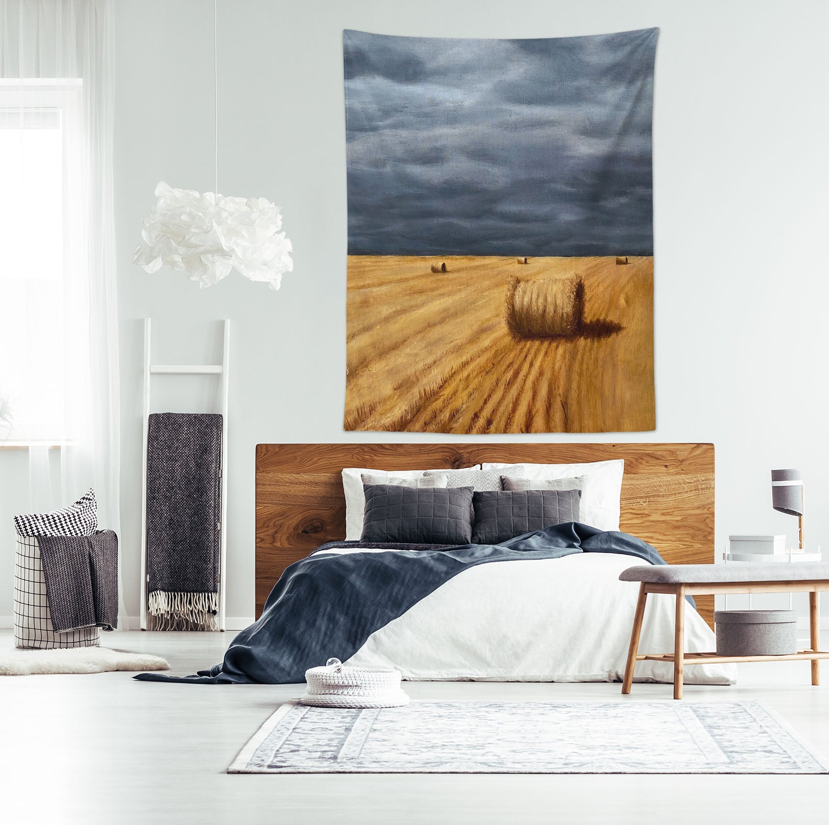 3D Haystack Field 5282 Marina Zotova Tapestry Hanging Cloth Hang