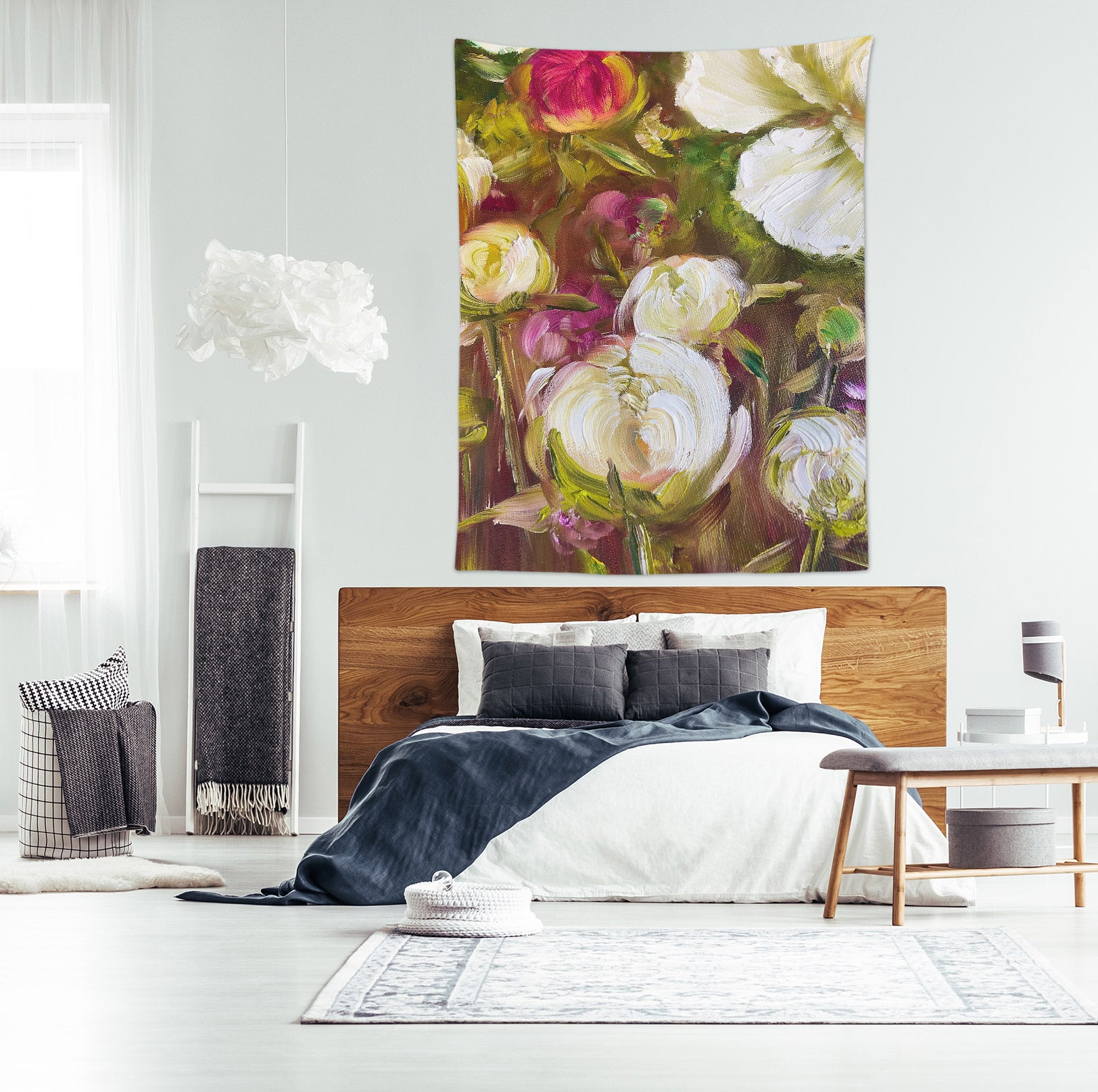 3D White Rose 3401 Skromova Marina Tapestry Hanging Cloth Hang