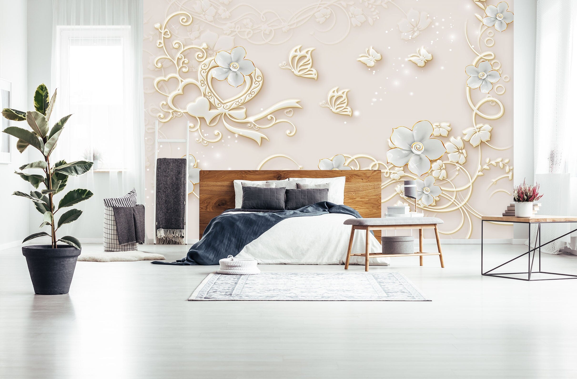 3D Pink Rose 1521 Wall Murals Wallpaper AJ Wallpaper 2