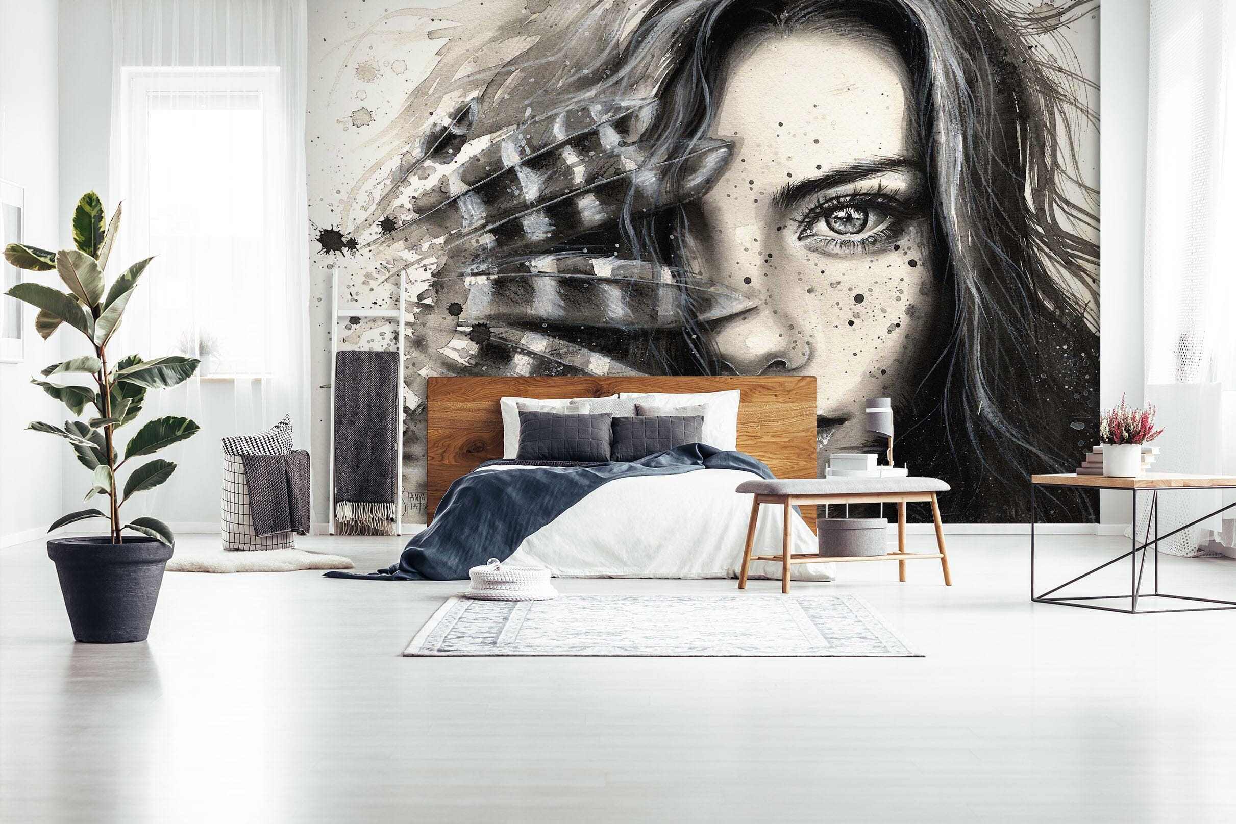 3D Hand Drawn Girl 1669 Wall Murals Wallpaper AJ Wallpaper 2
