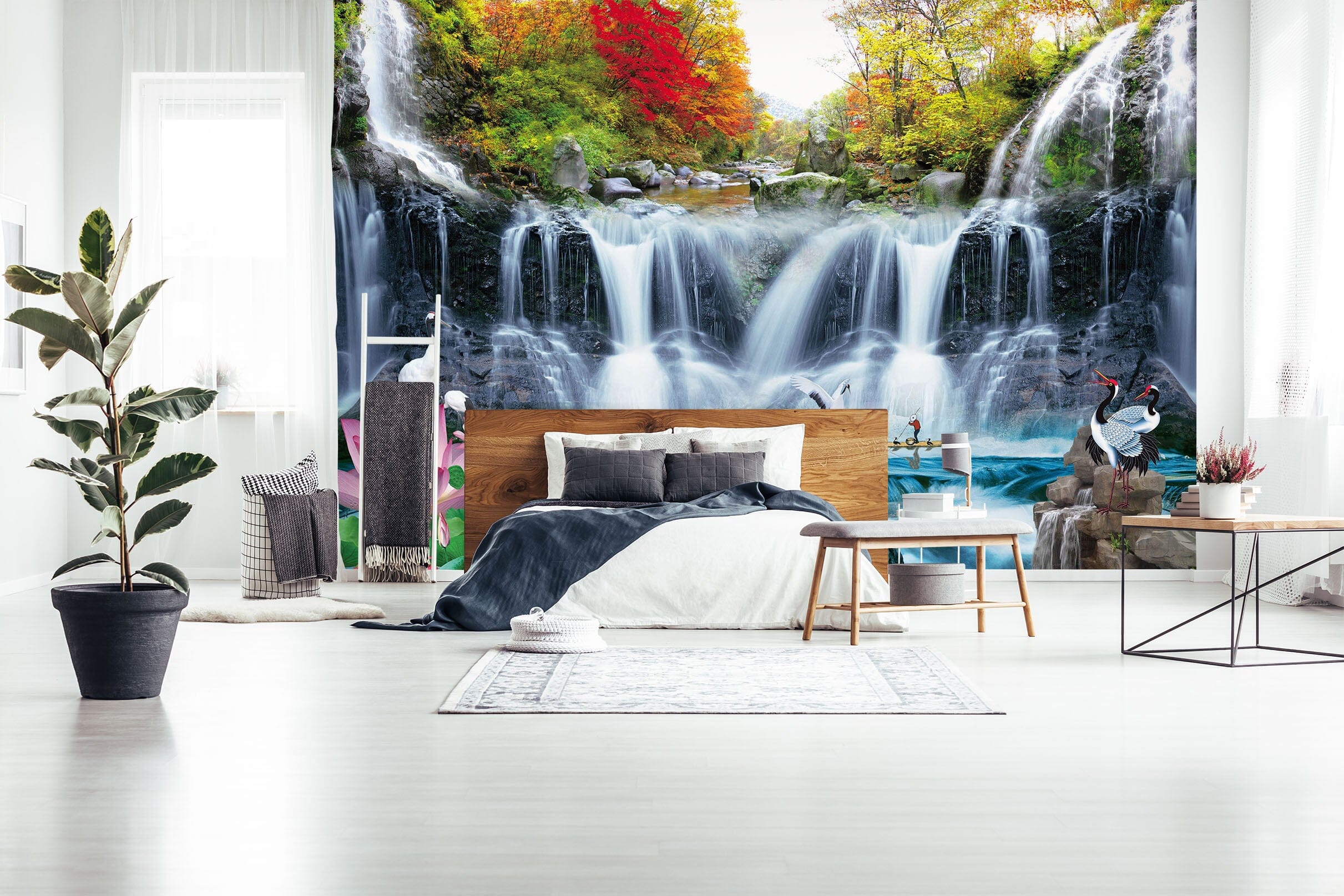 3D Alpine Waterfall 1460 Wall Murals Wallpaper AJ Wallpaper 2