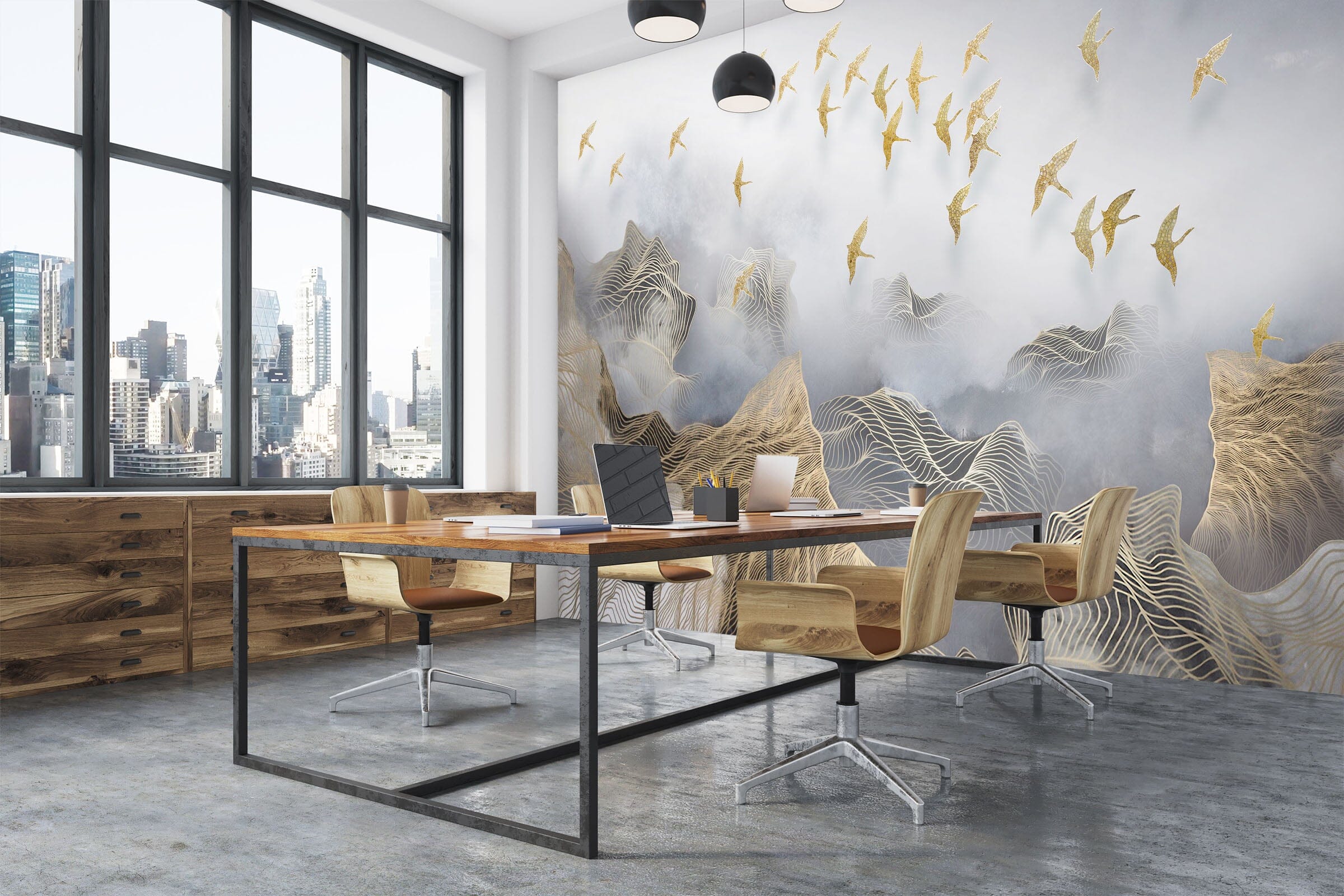 3D Golden Bird 1432 Wall Murals Wallpaper AJ Wallpaper 2