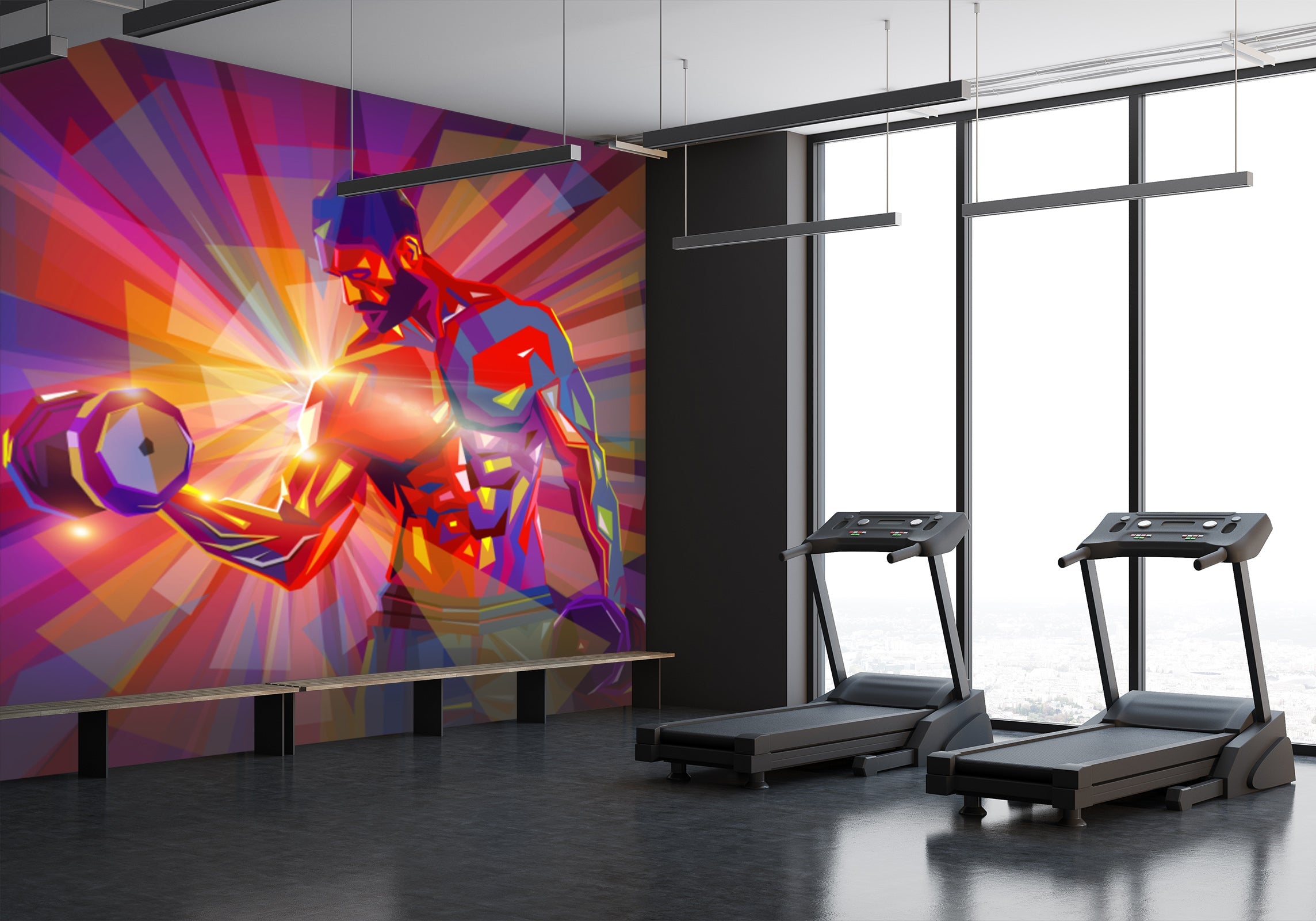 3D Dumbbell Abdominal Muscle 054 Wall Murals Wallpaper AJ Wallpaper 2
