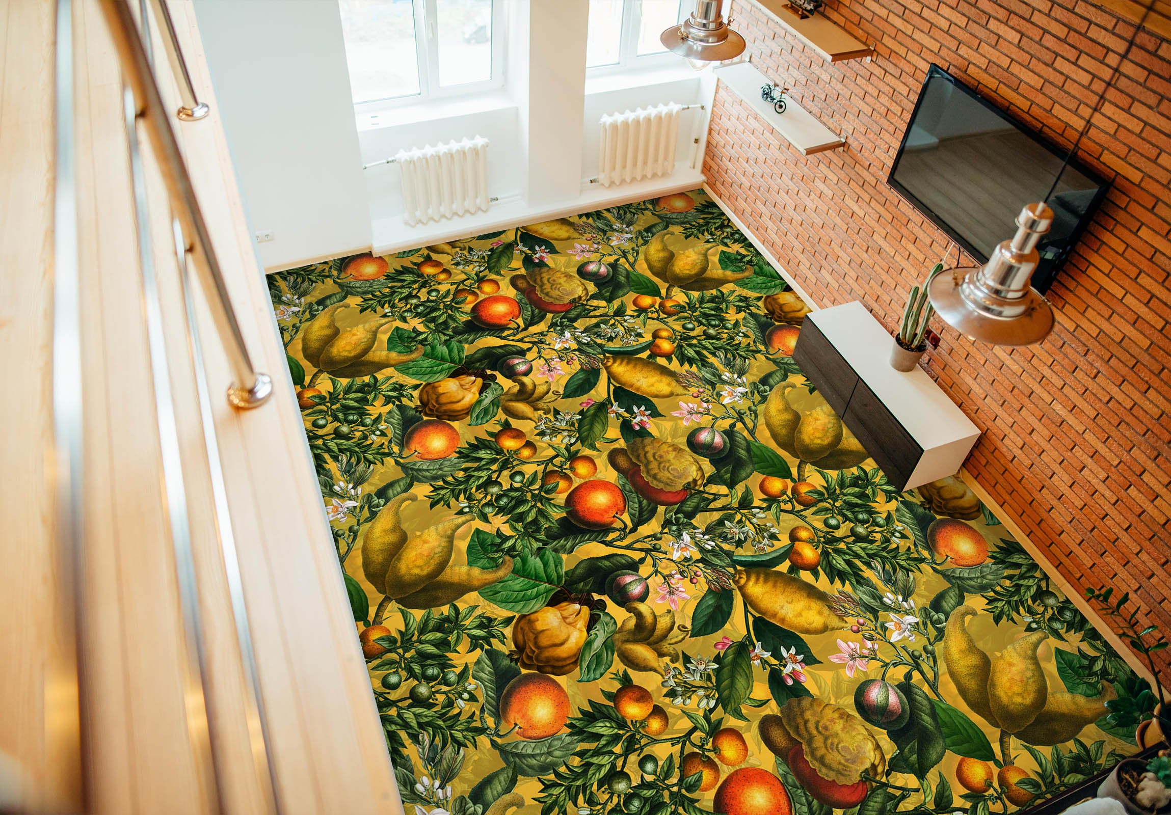 3D Orange Leaves 10028 Uta Naumann Floor Mural