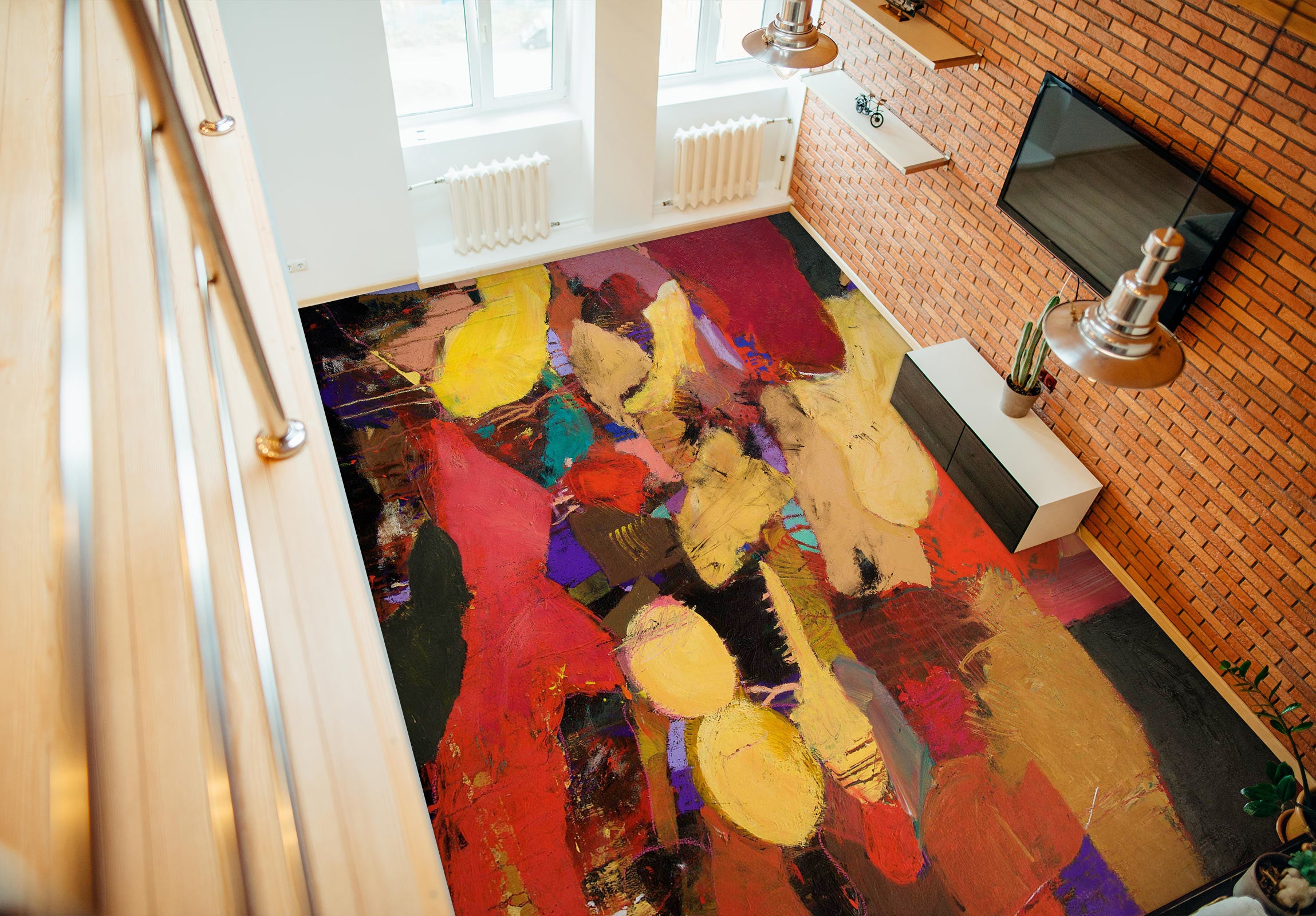 3D Red Color Pattern 9640 Allan P. Friedlander Floor Mural