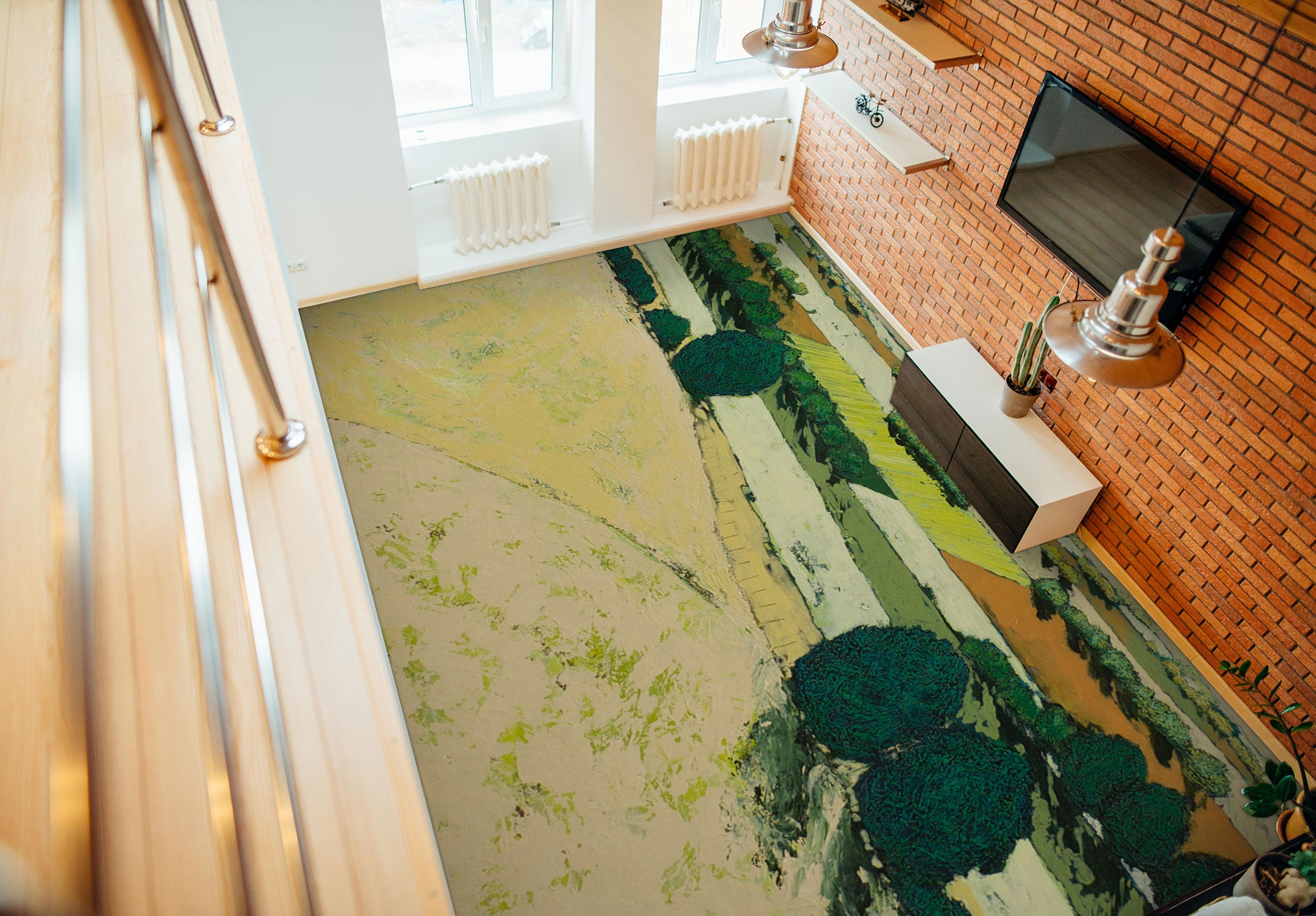 3D Trees Field Grass Painting 9510 Allan P. Friedlander Floor Mural