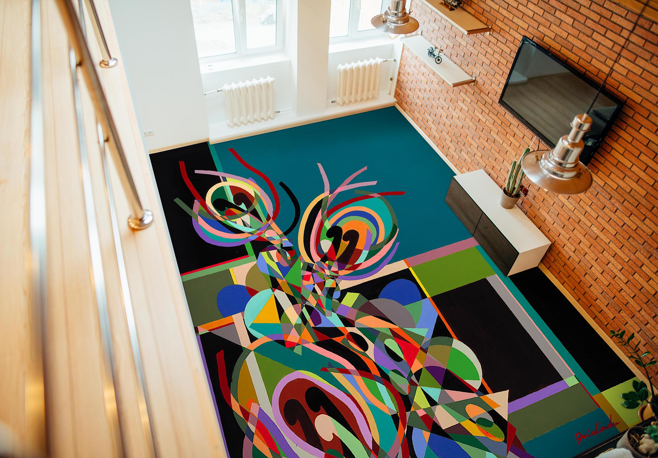 3D Colorful Graphic Pattern 96100 Allan P. Friedlander Floor Mural