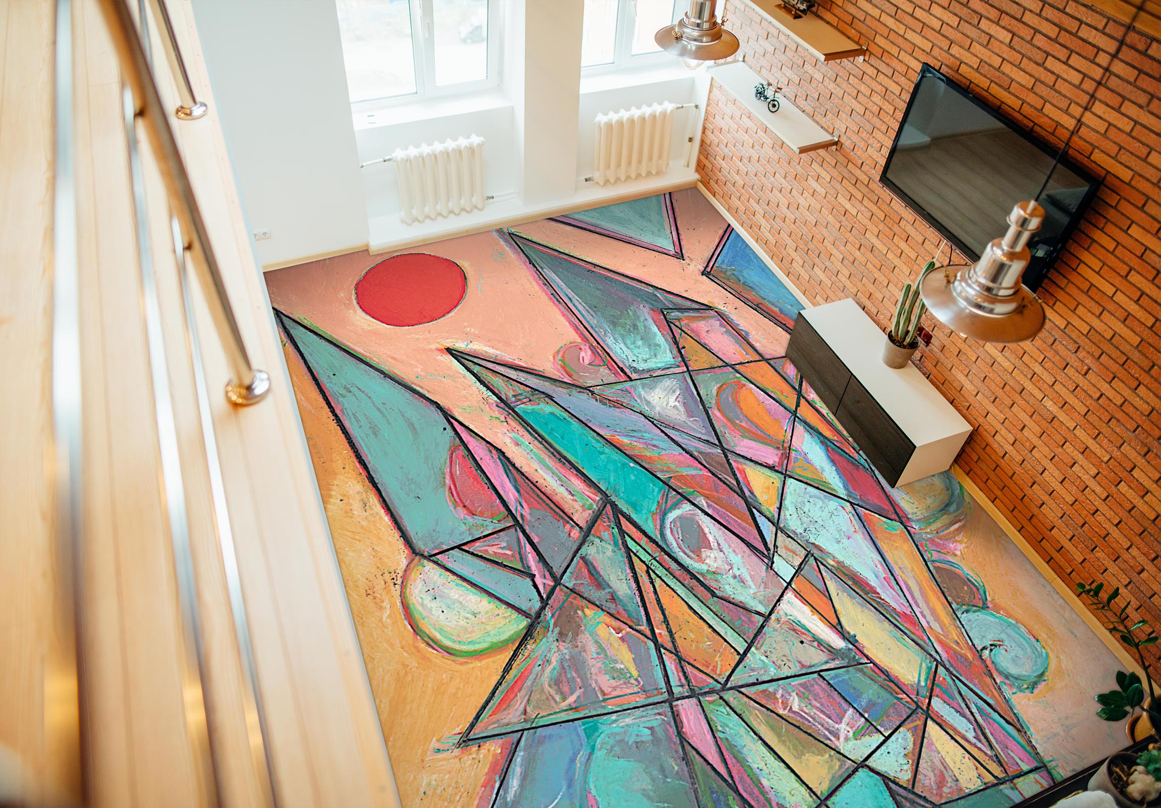 3D Triangle Lines Painting 9942 Allan P. Friedlander Floor Mural