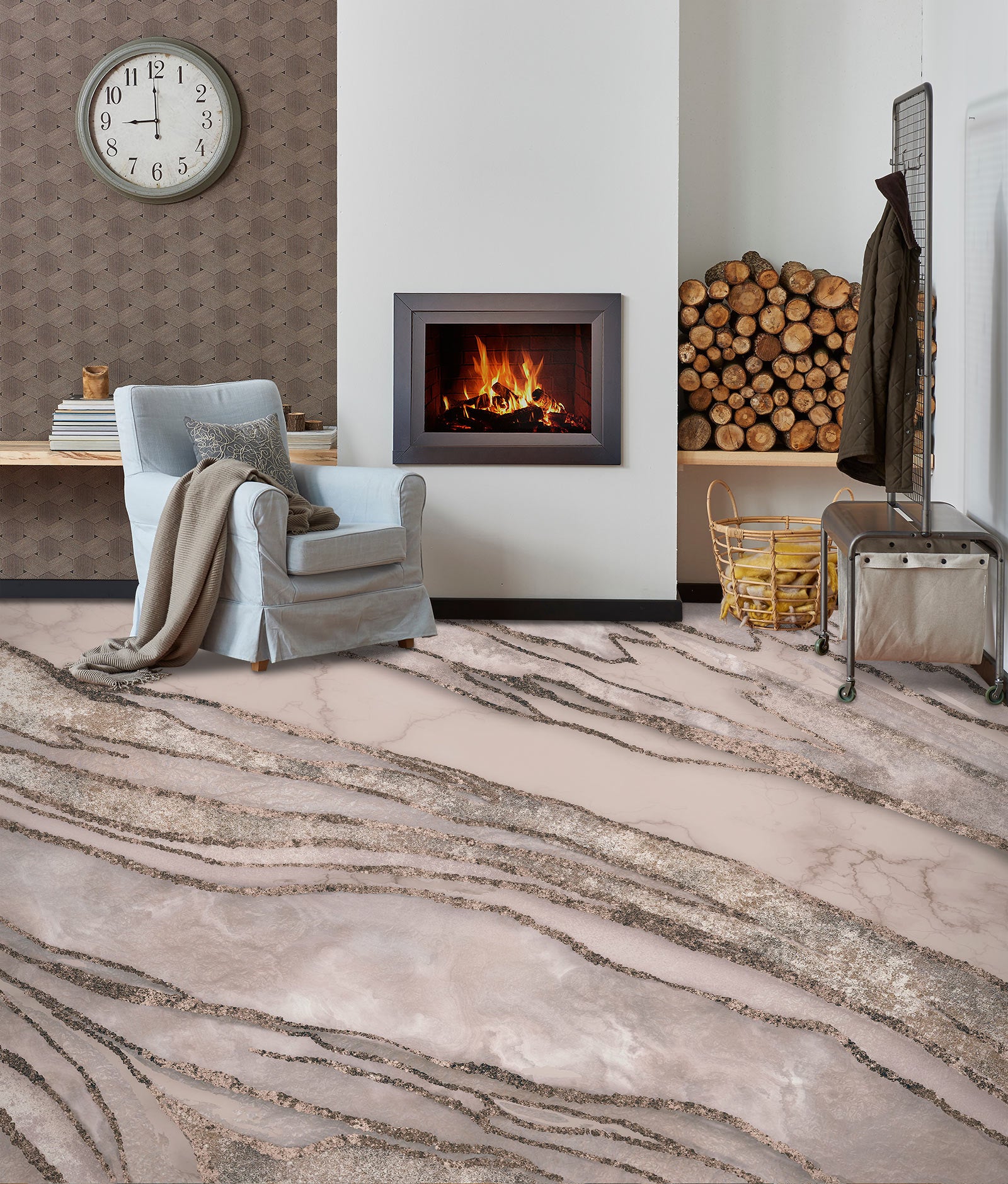 3D Brown Striped Texture 102122 Andrea Haase Floor Mural