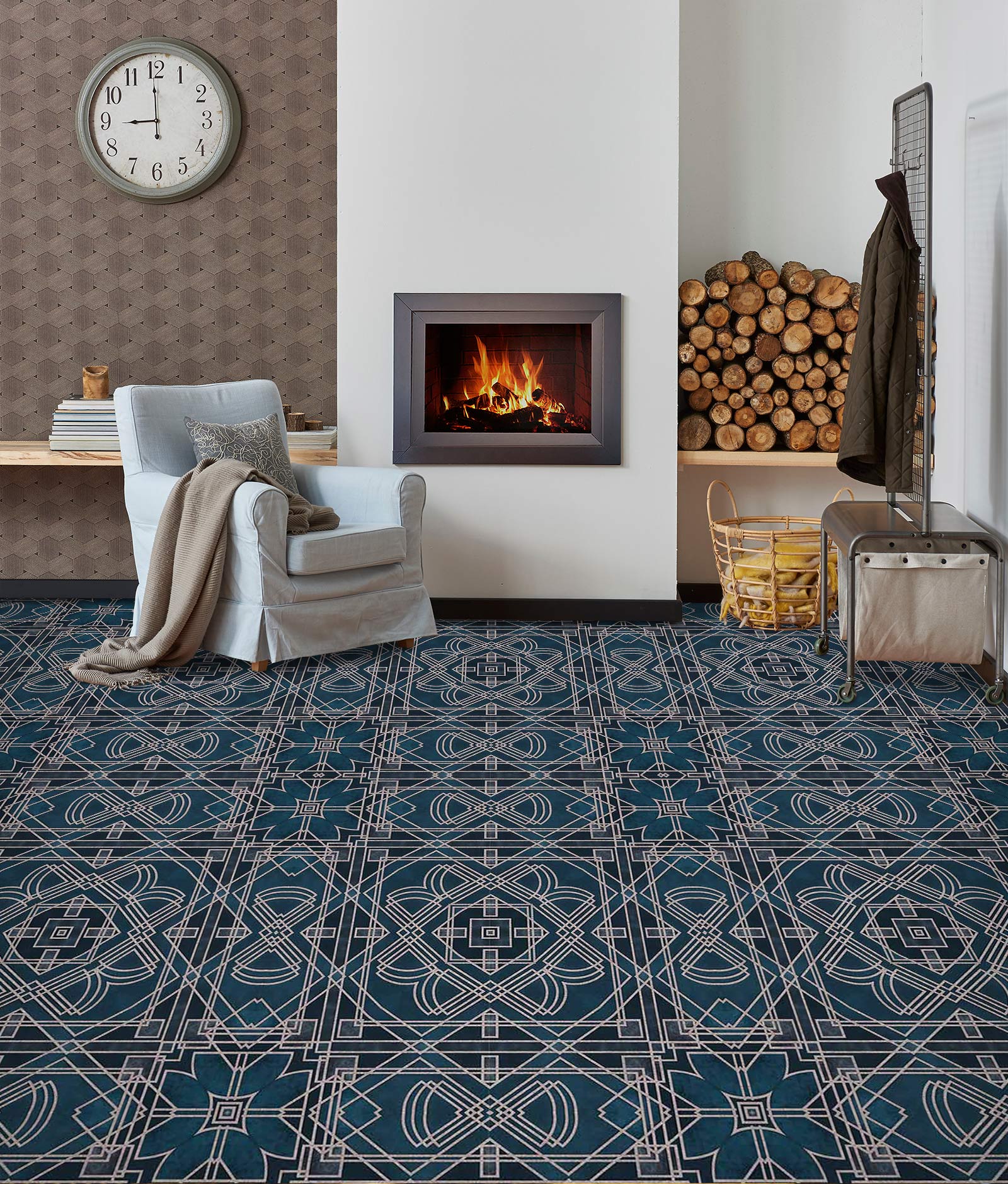 3D Navy Blue Texture 102112 Andrea Haase Floor Mural