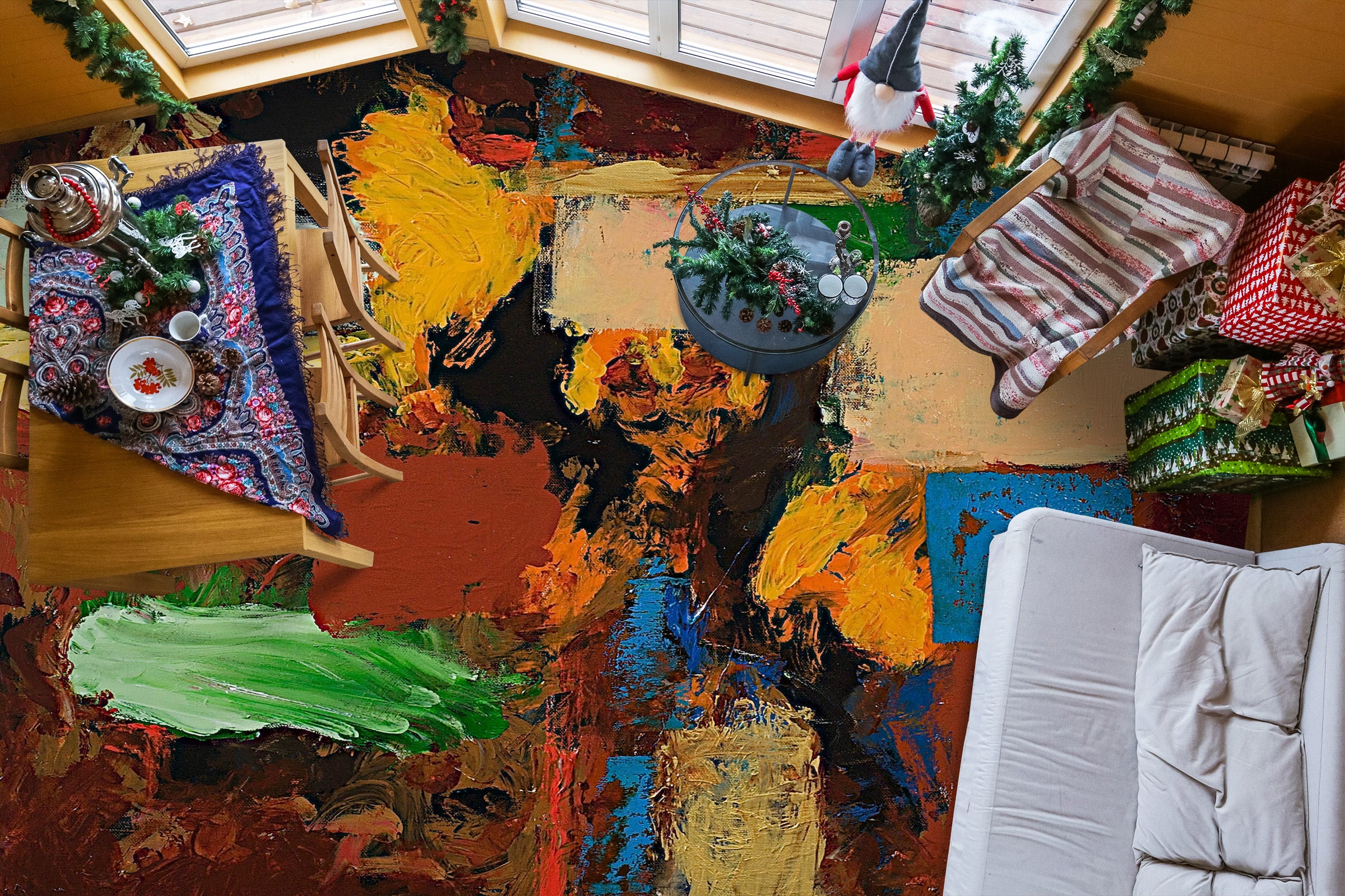 3D Brown Paint Pattern 9922 Allan P. Friedlander Floor Mural