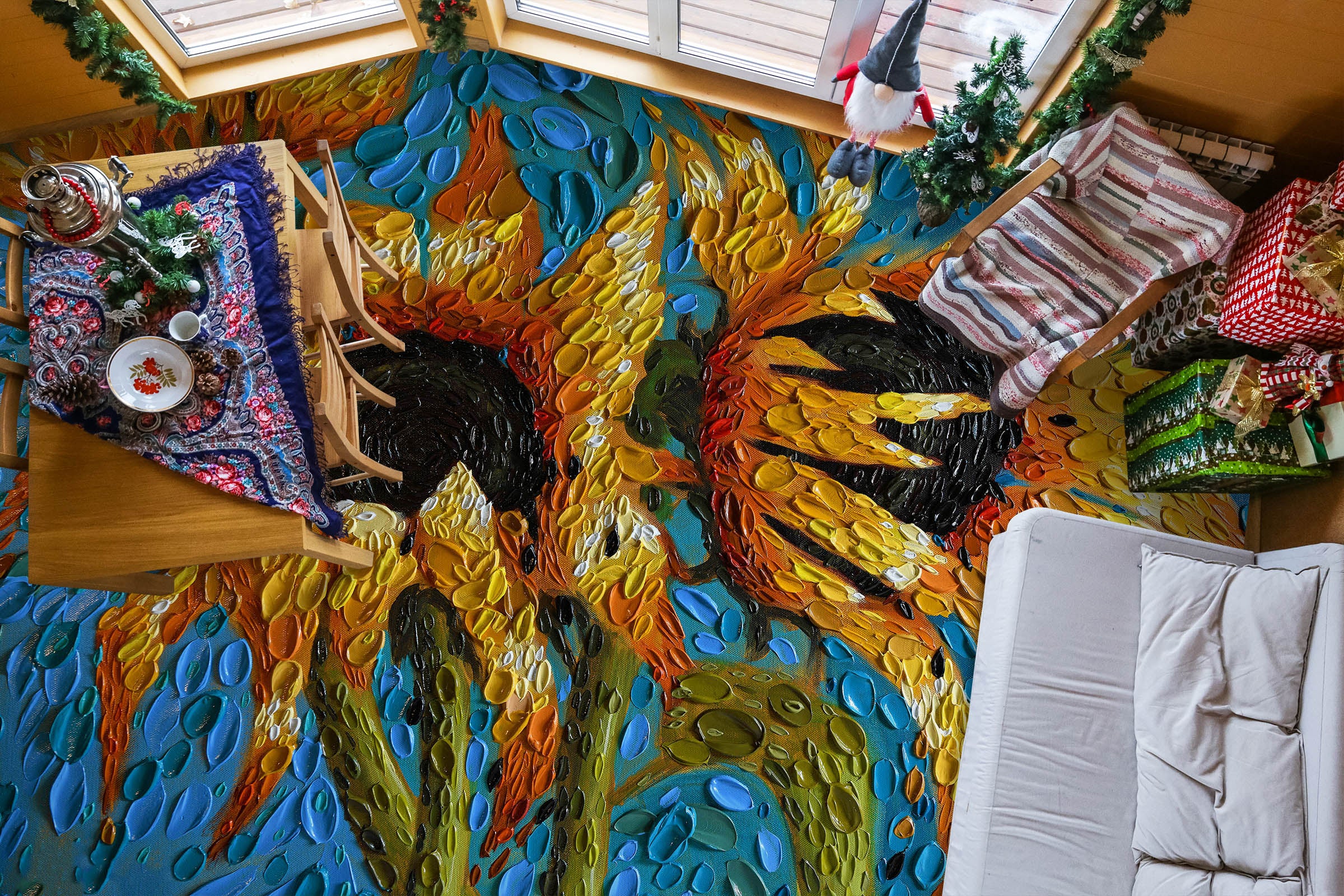 3D Sunflower 102176 Dena Tollefson Floor Mural