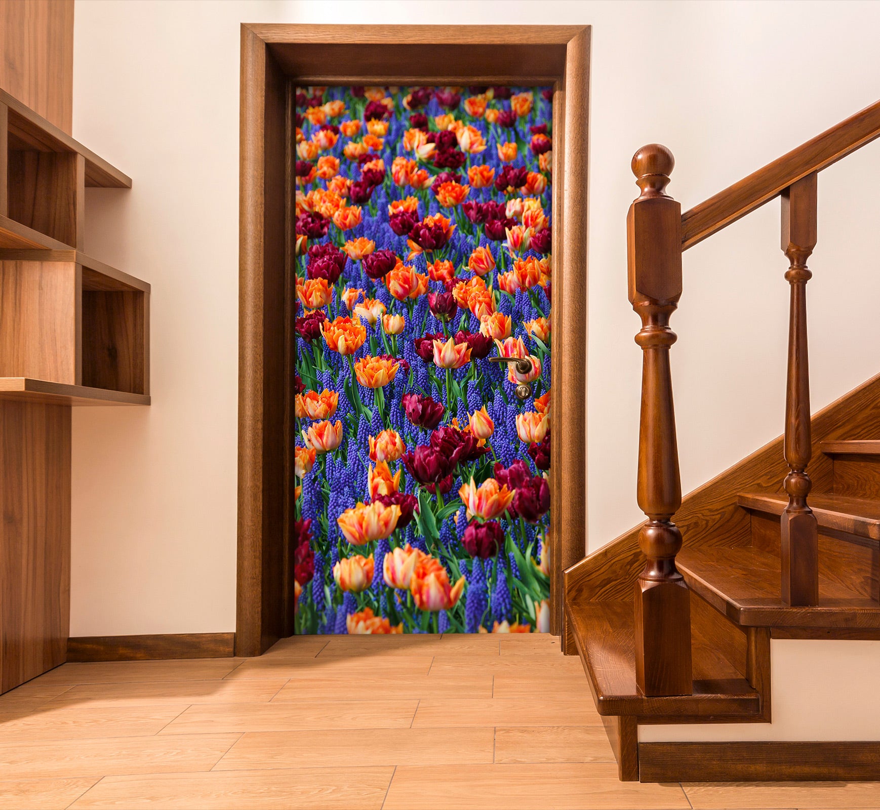 3D Red Flower Sea 253 Door Mural