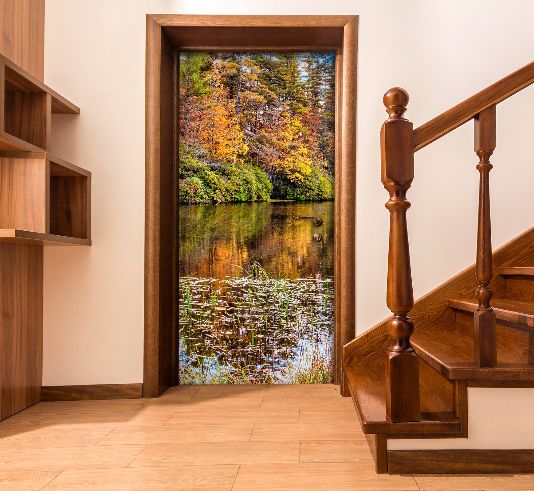 3D Forest Riverside 10833 Beth Sheridan Door Mural