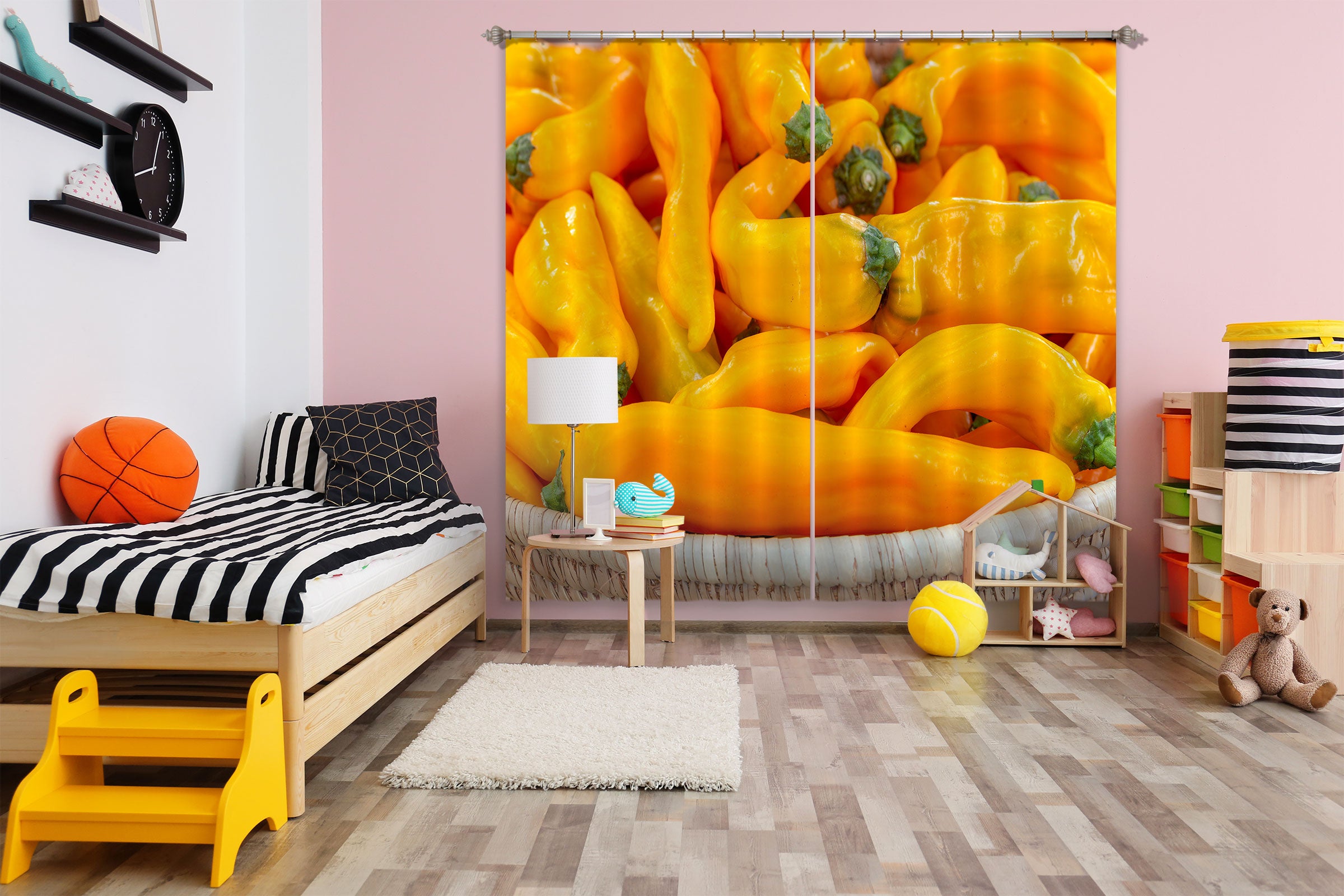 3D Yellow Chili 6555 Assaf Frank Curtain Curtains Drapes