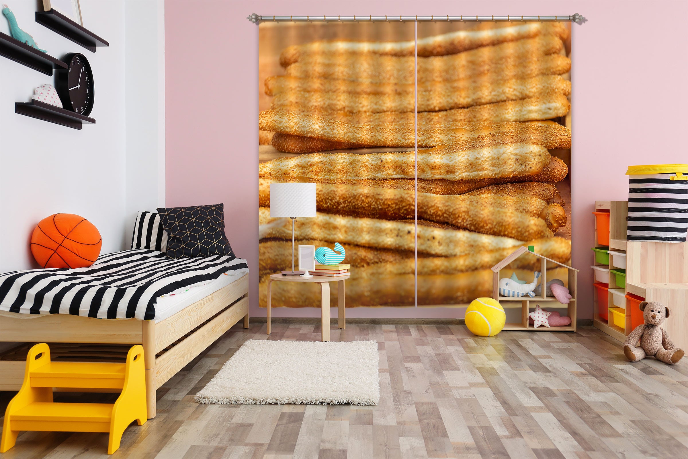 3D Yellow Bread 6548 Assaf Frank Curtain Curtains Drapes