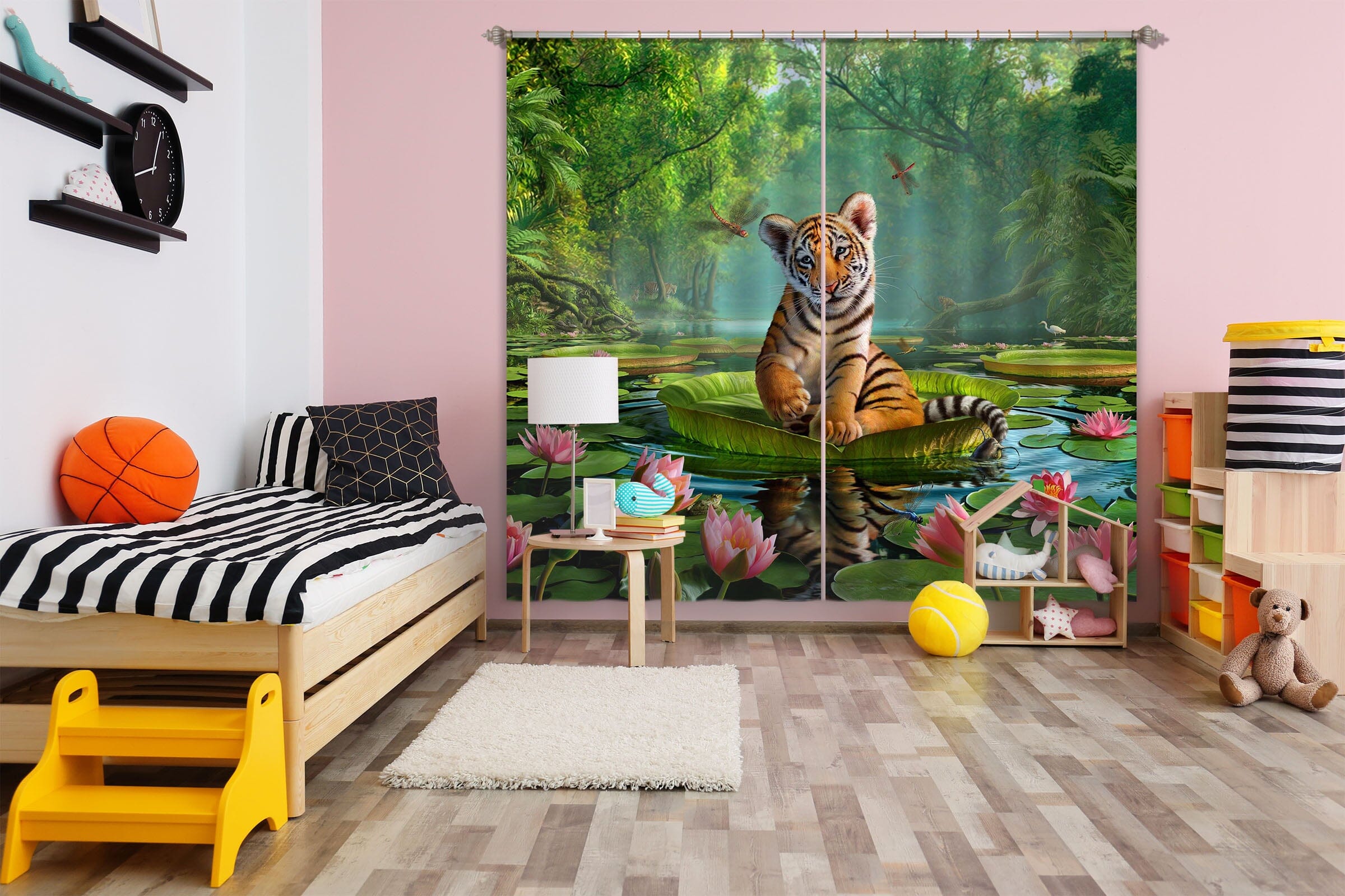 3D Tiger Lily 048 Jerry LoFaro Curtain Curtains Drapes Curtains AJ Creativity Home