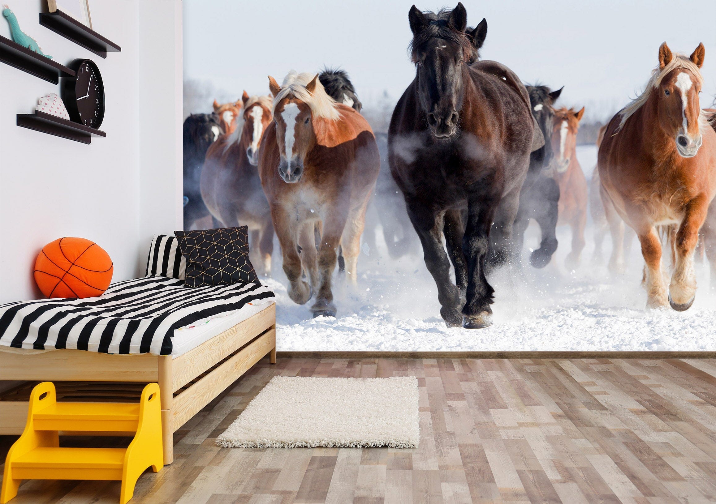 3D Dark Horse Running 186 Wall Murals Wallpaper AJ Wallpaper 2