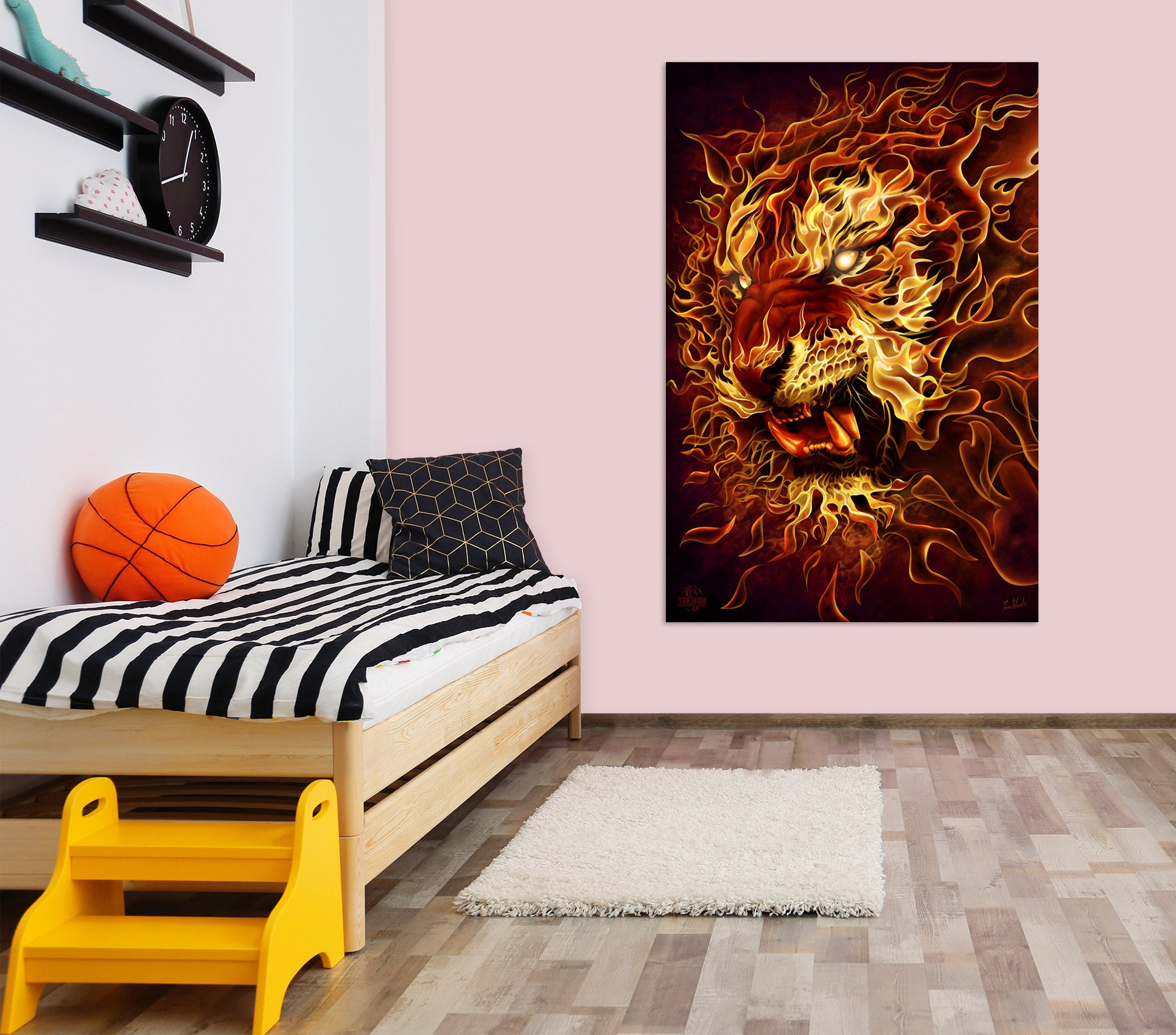 3D Flame Tiger 5134 Tom Wood Wall Sticker