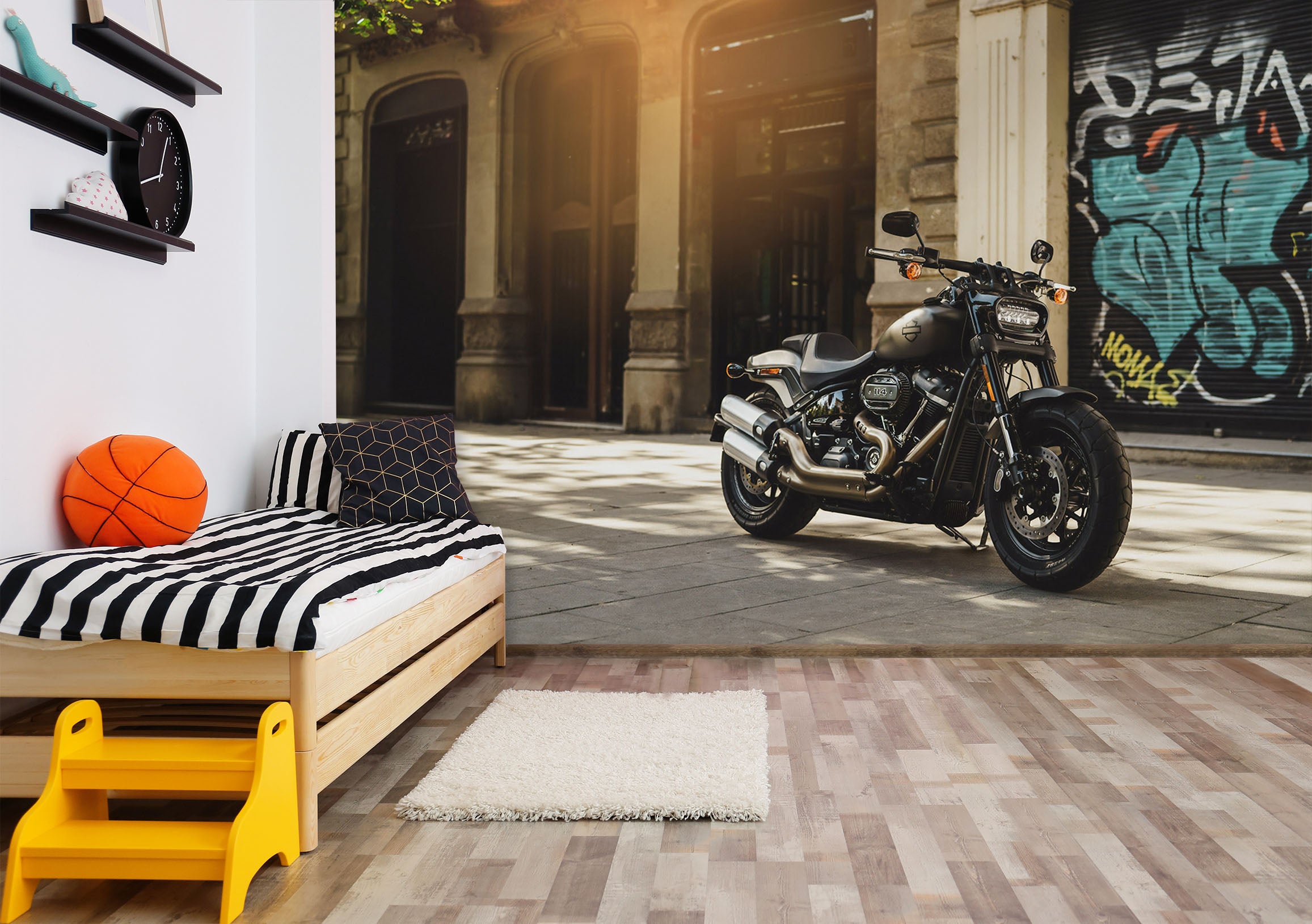 3D Sunshine Motorcycle 283 Vehicle Wall Murals