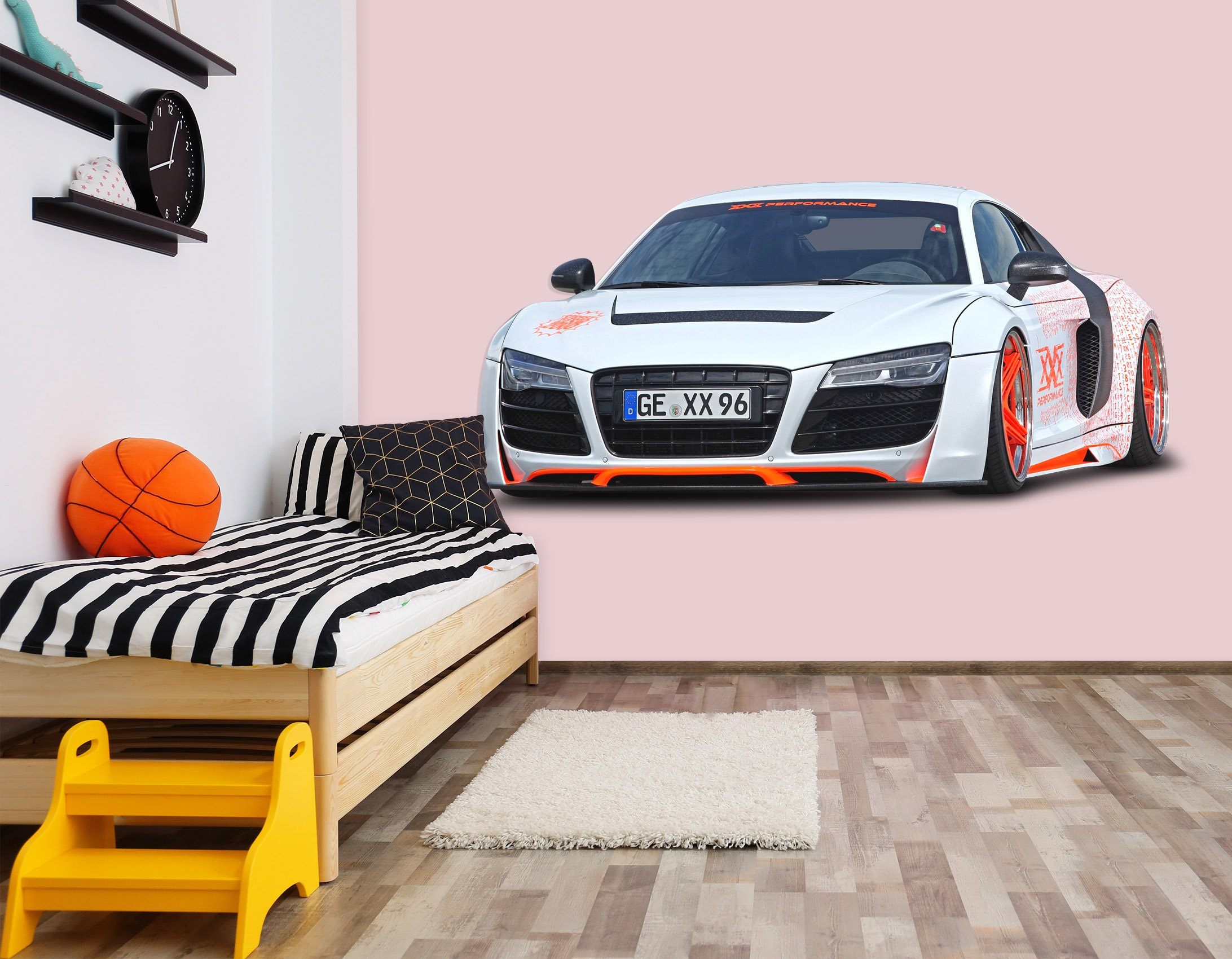 3D White Orange Sedan 166 Vehicles Wallpaper AJ Wallpaper