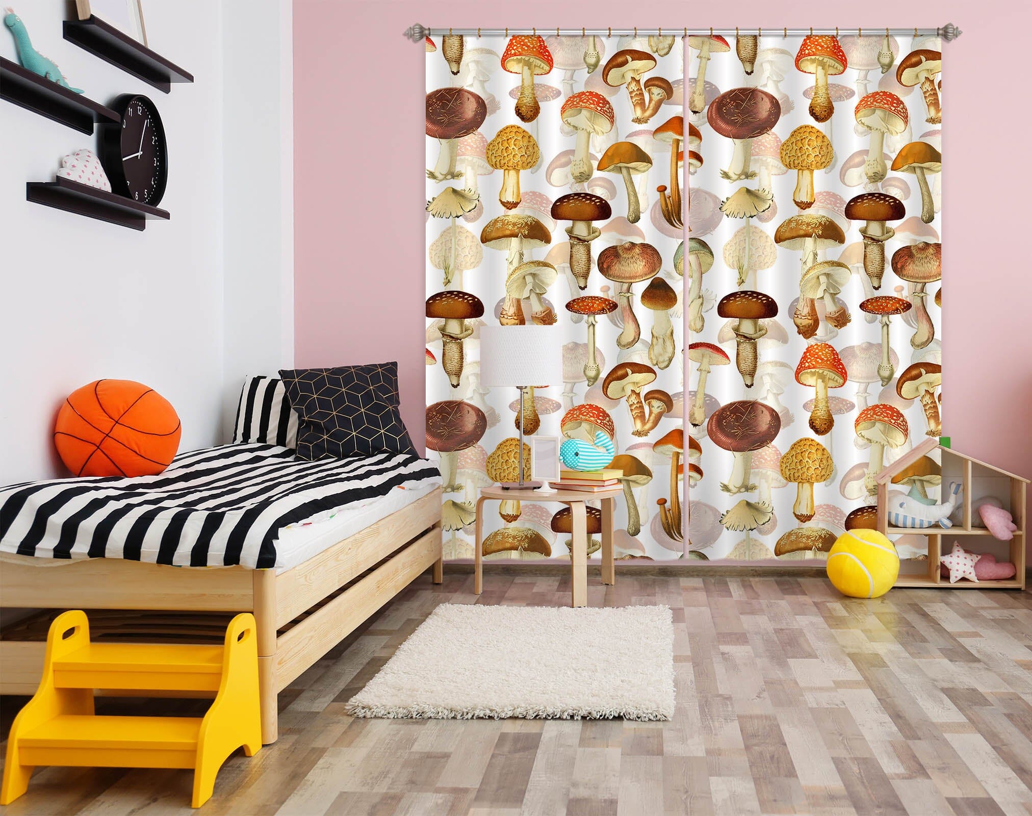 3D Red Mushroom 257 Uta Naumann Curtain Curtains Drapes Curtains AJ Creativity Home