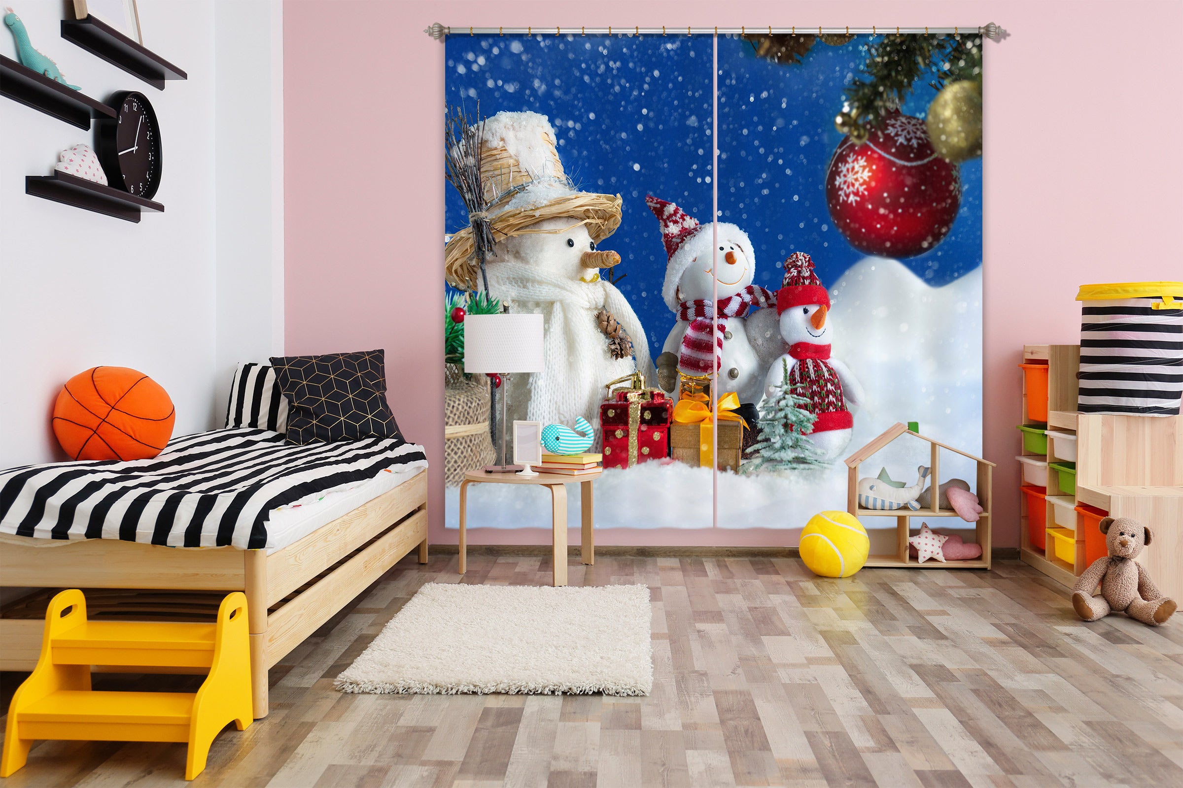 3D Snowman Doll 52095 Christmas Curtains Drapes Xmas